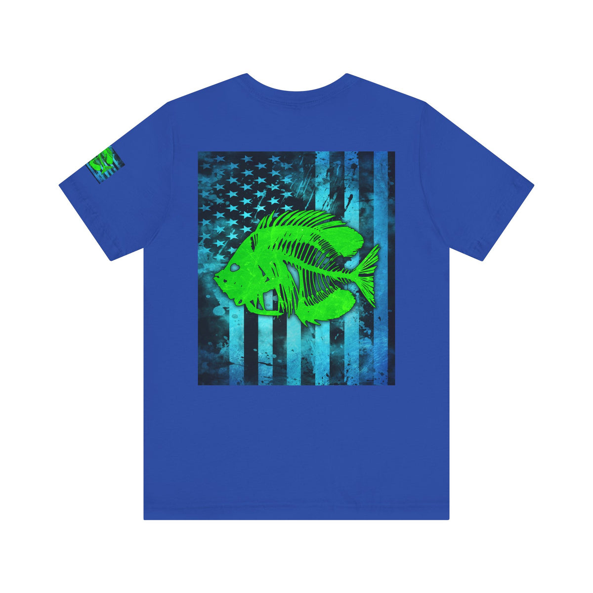Green Pearch Angler Grunge American Flag Tee, Patriotic USA Shirt, Vintage American Flag