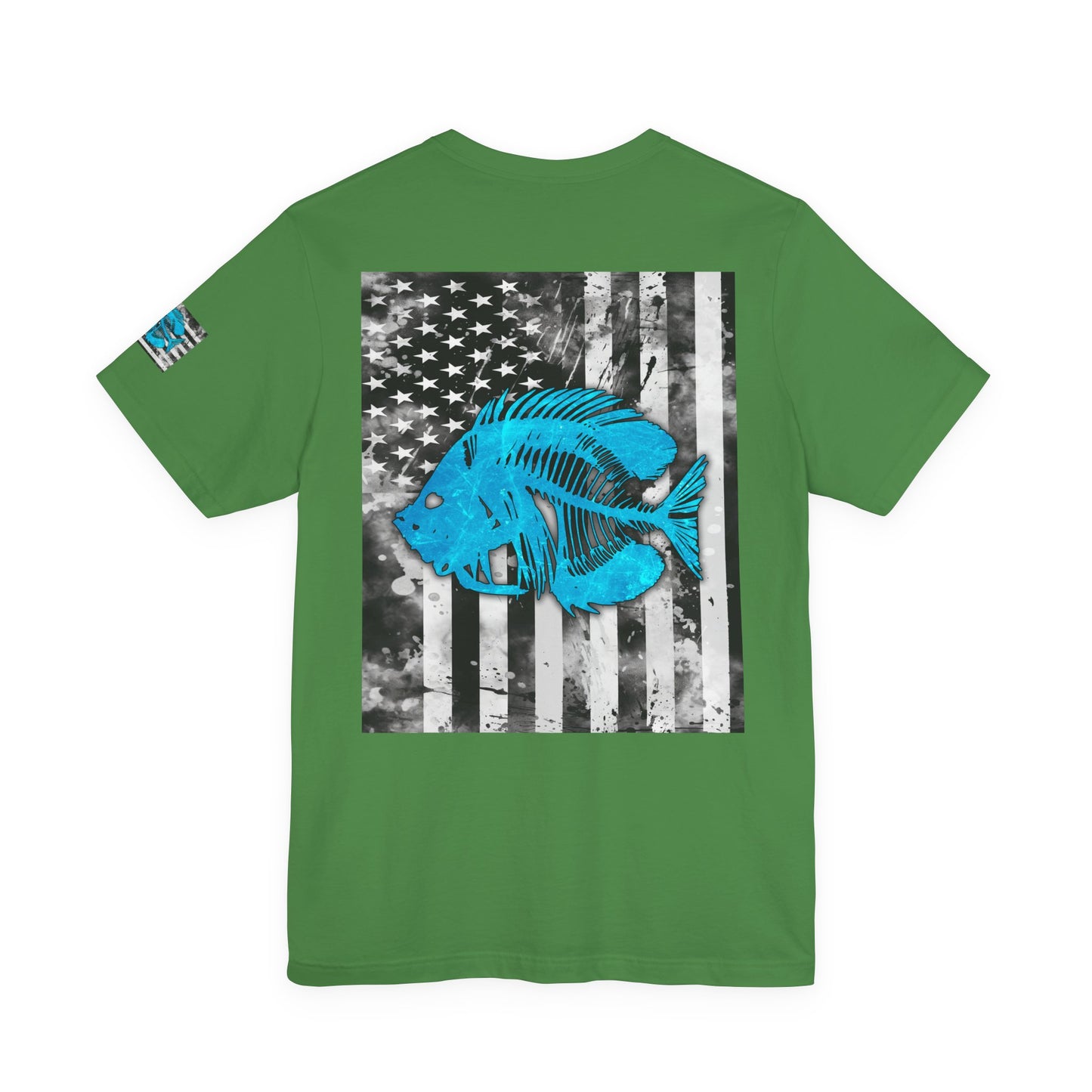 Blue Pearch Angler Grunge American Flag Tee, Patriotic USA Shirt, Vintage American Flag