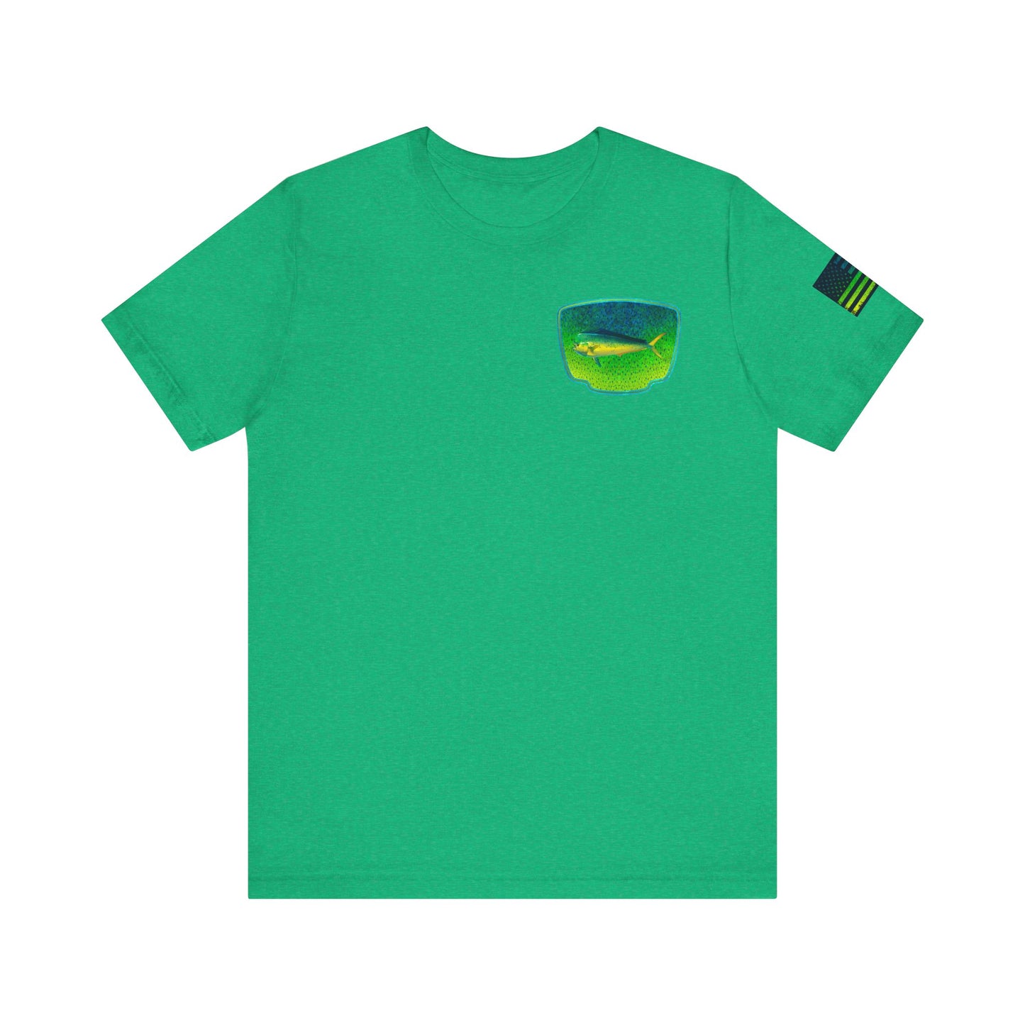 Bright Mahi Mahi Fish Skin Badge Tee – Bold Saltwater Fishing Shirt for Ocean Lovers