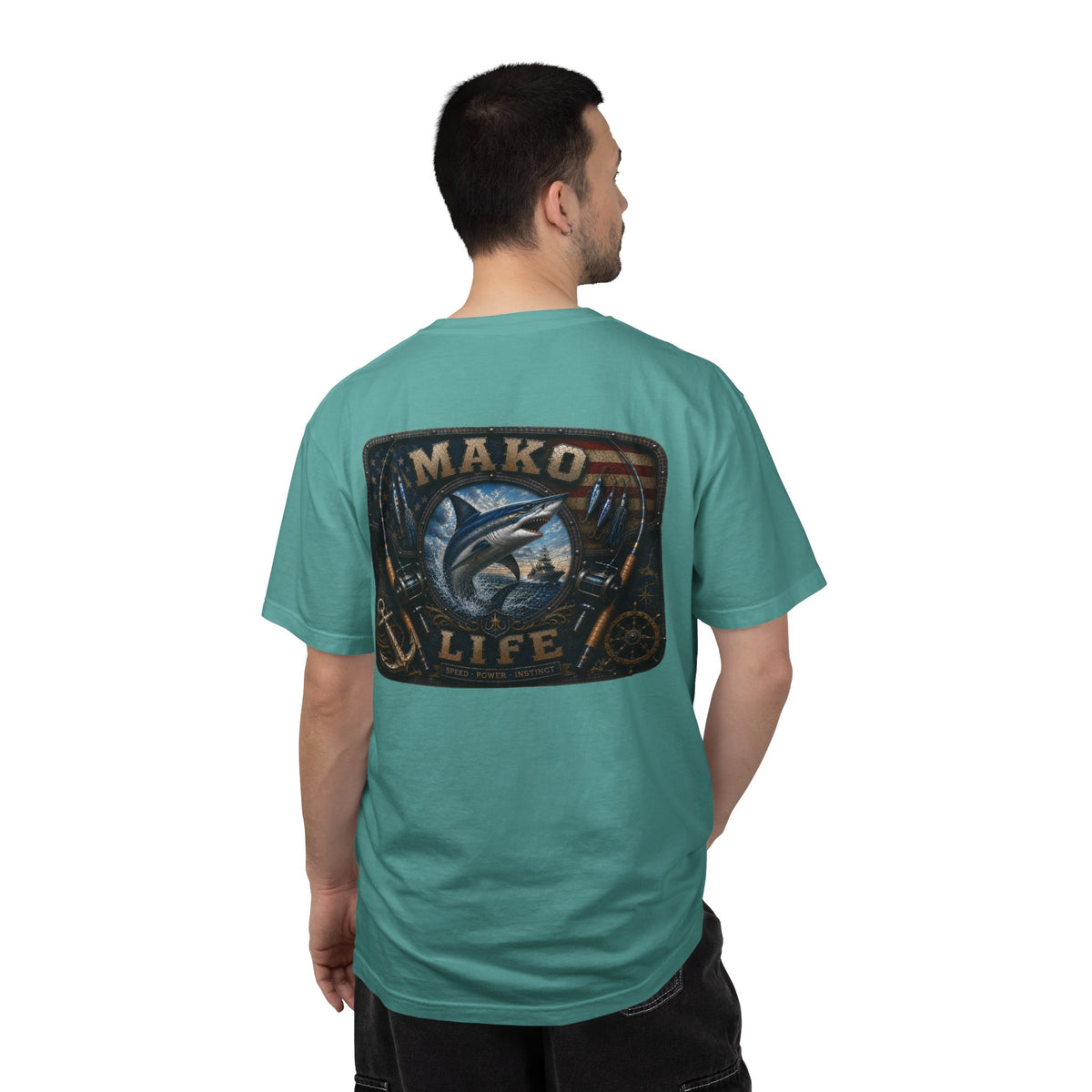 Mako Life T-Shirt — Vintage Marlin & Anchor Fishing Tee