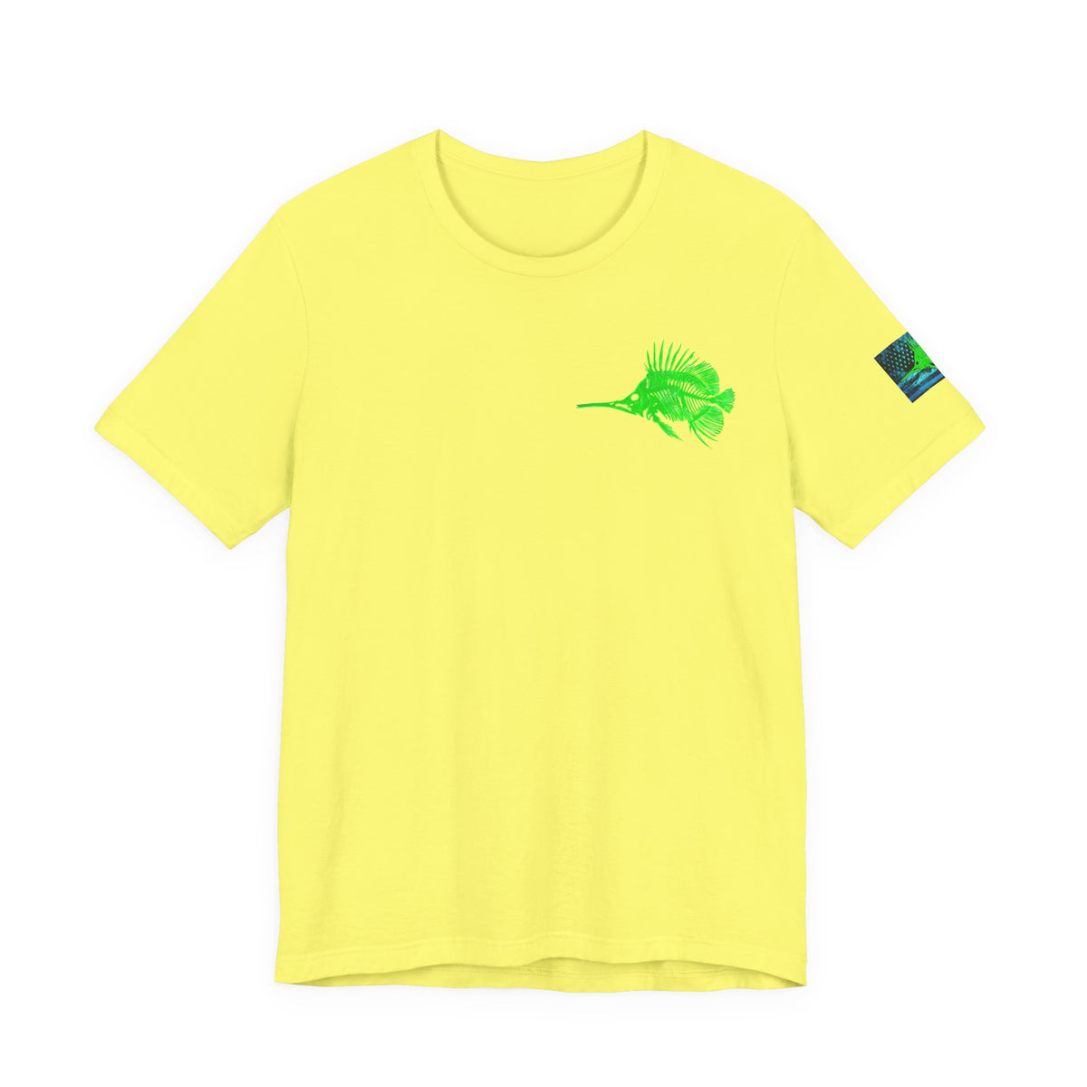 Green Fish Grunge American Flag Tee, Patriotic USA Shirt, Vintage American Flag