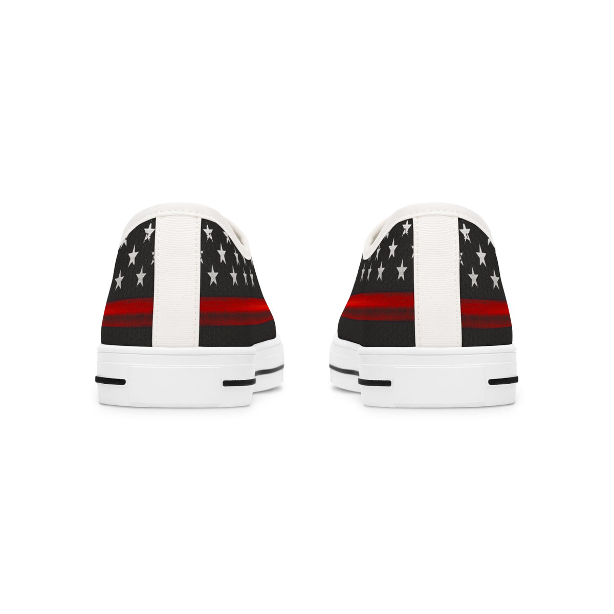 Thin Red Line American Flag Low-Top Sneakers – Firefighter Tribute Streetwear
