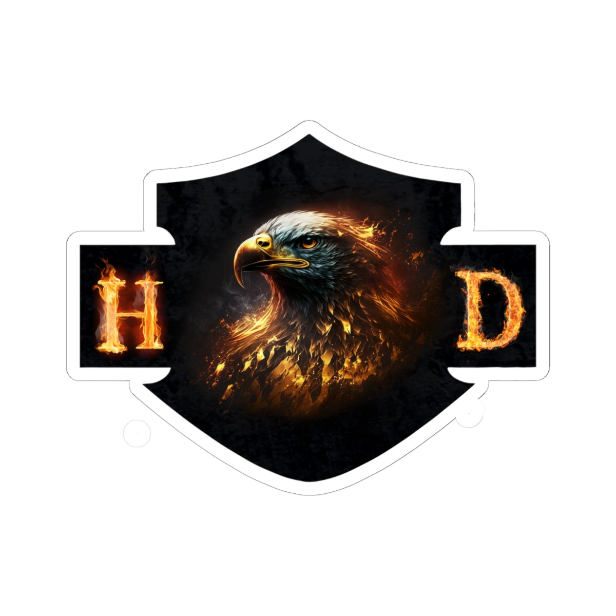 Fire Eagle HD Design | Flaming Harley Bald Eagle Graphic for Biker Apparel, Decals & Garage Art, ArtKiss-Cut Stickers
