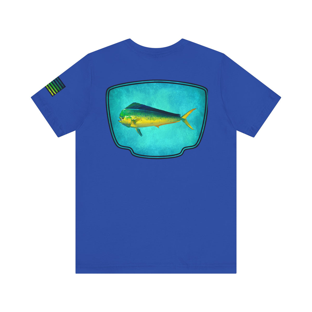 Vibrant Mahi Mahi Badge Tee – Ocean-Inspired Saltwater Fishing Shirt for Men