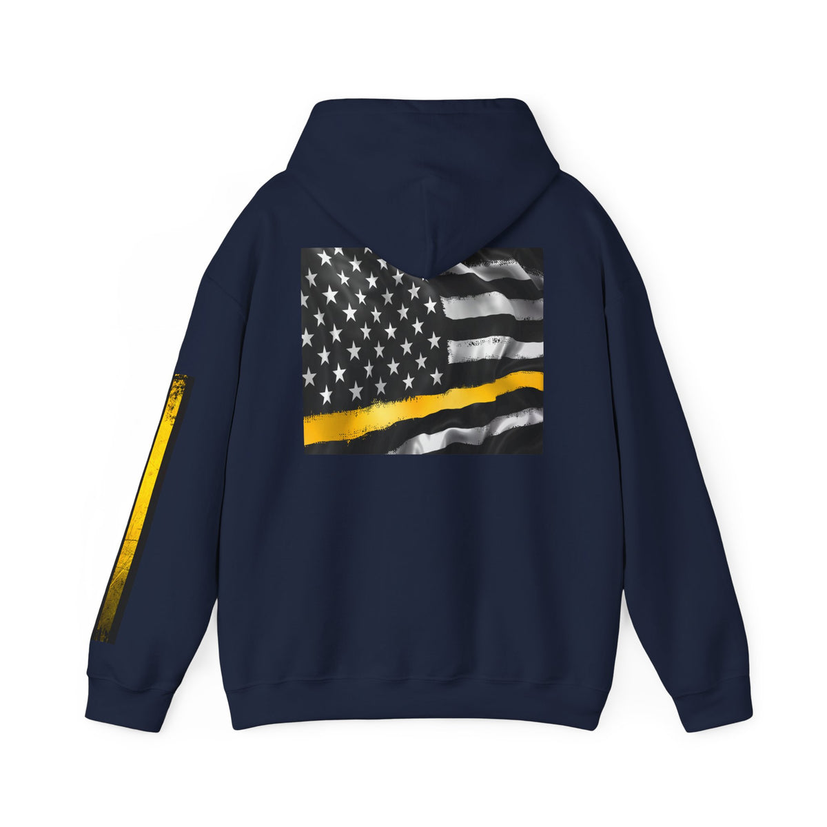 911 Dispatcher Thin Yellow Line American Flag Heart Hoodie, Dispatcher Hooded Sweatshirt, First Responder Gift, Patriotic