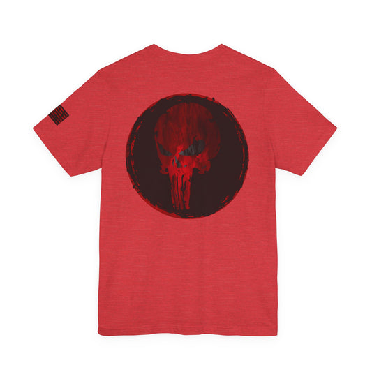 Punisher Skull Red Grunge Distressed Design – Tactical Graphic Art for Shirts, Decals, and Merch