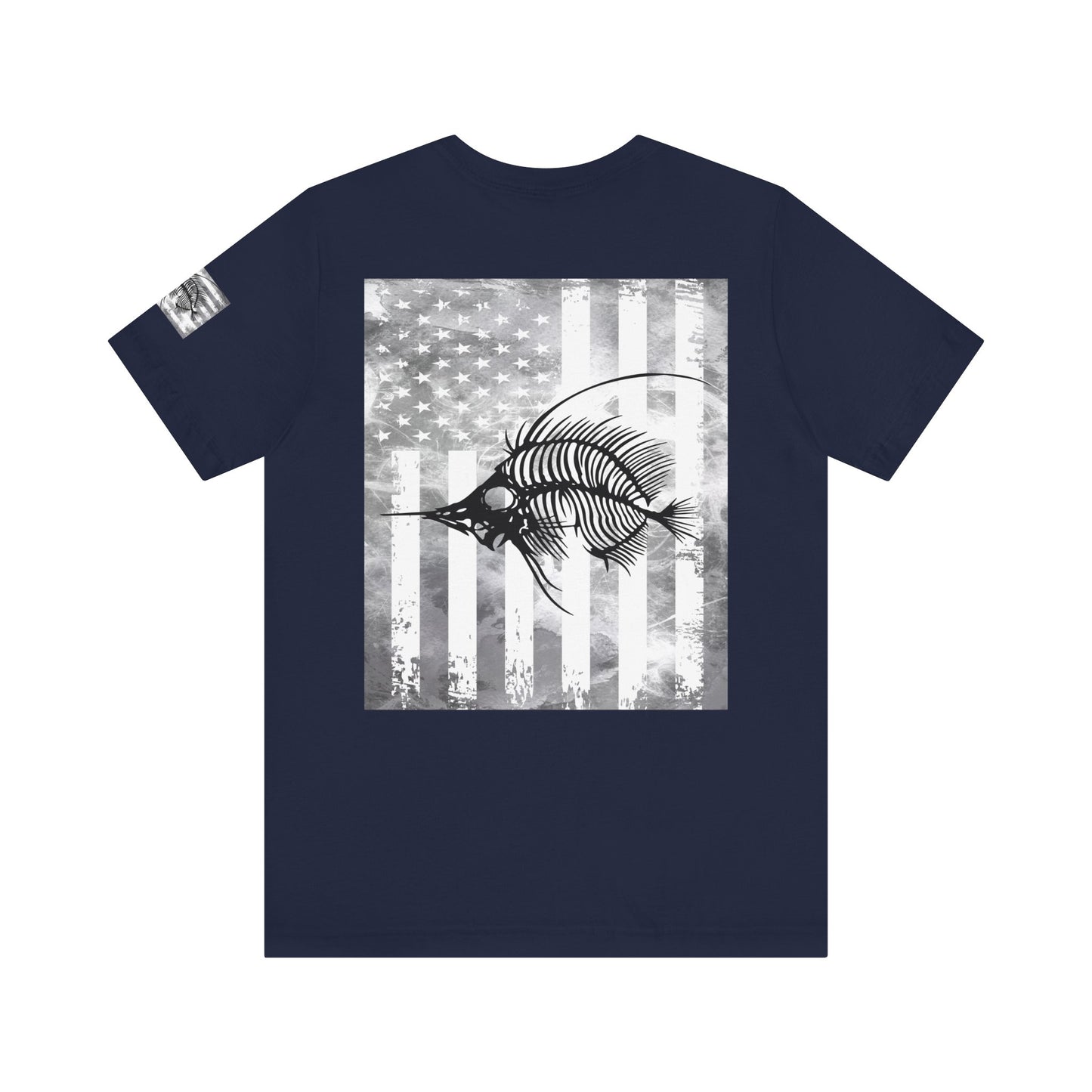 SwordFish Skeleton Grunge American Flag Tee, Patriotic USA Shirt, Vintage American Flag