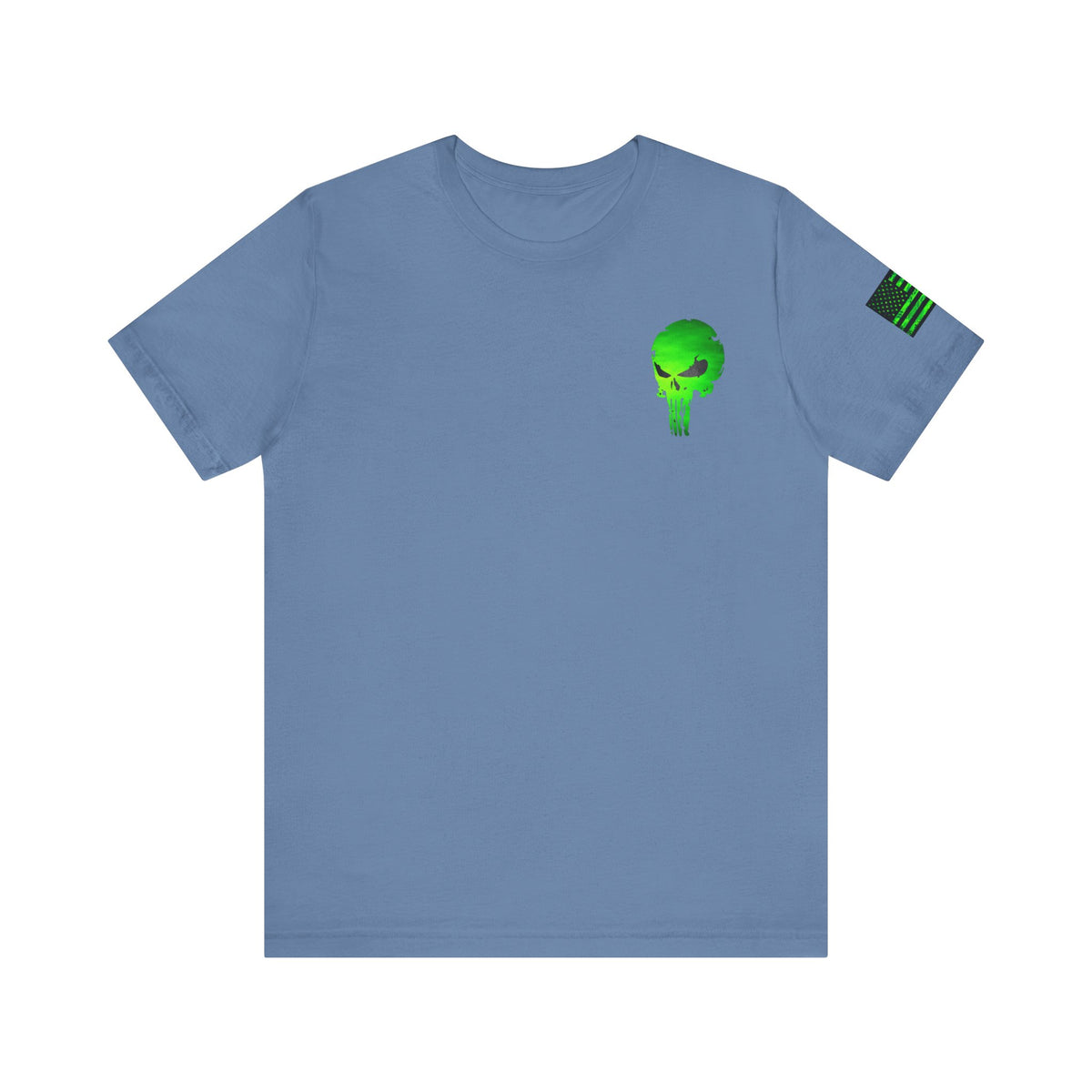 Toxic Green Punisher Skull – Neon Grunge Vigilante Graphic for Shirts, Decals & Prints