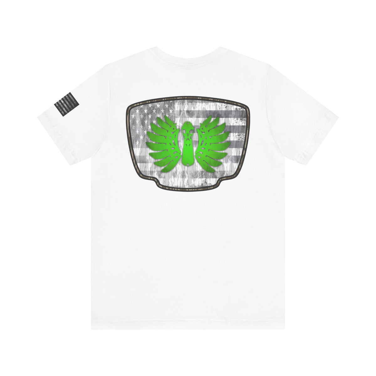 Duck Skull Hunting Badge T-Shirt – Mossy Camo Print, Crossed Guns & Duck Skull Graphic