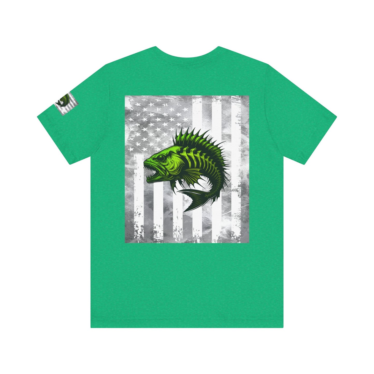 Angler Grunge American Flag Tee, Patriotic USA Shirt, Vintage American Flag