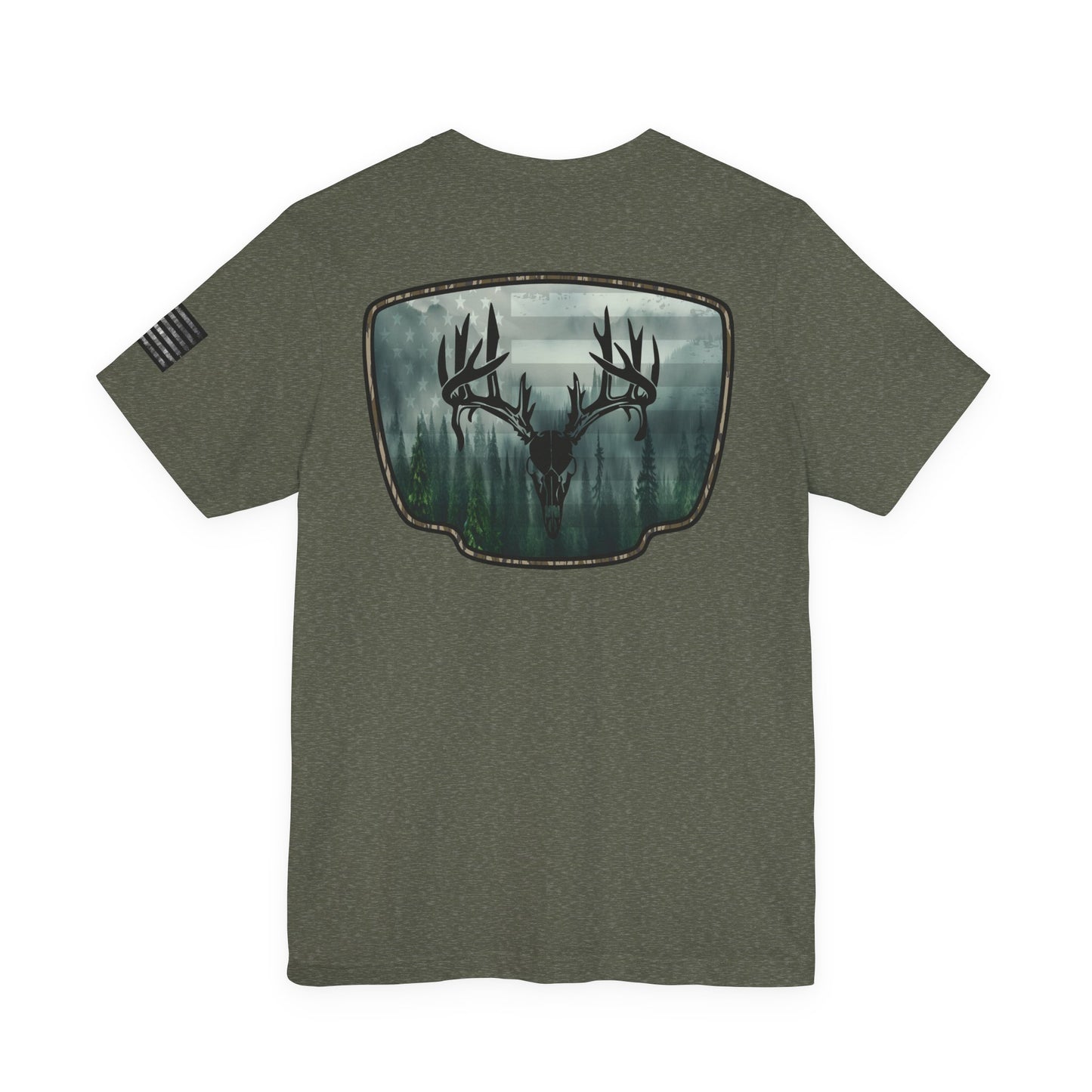 Deer Skull Forest Flag Hunting Tee