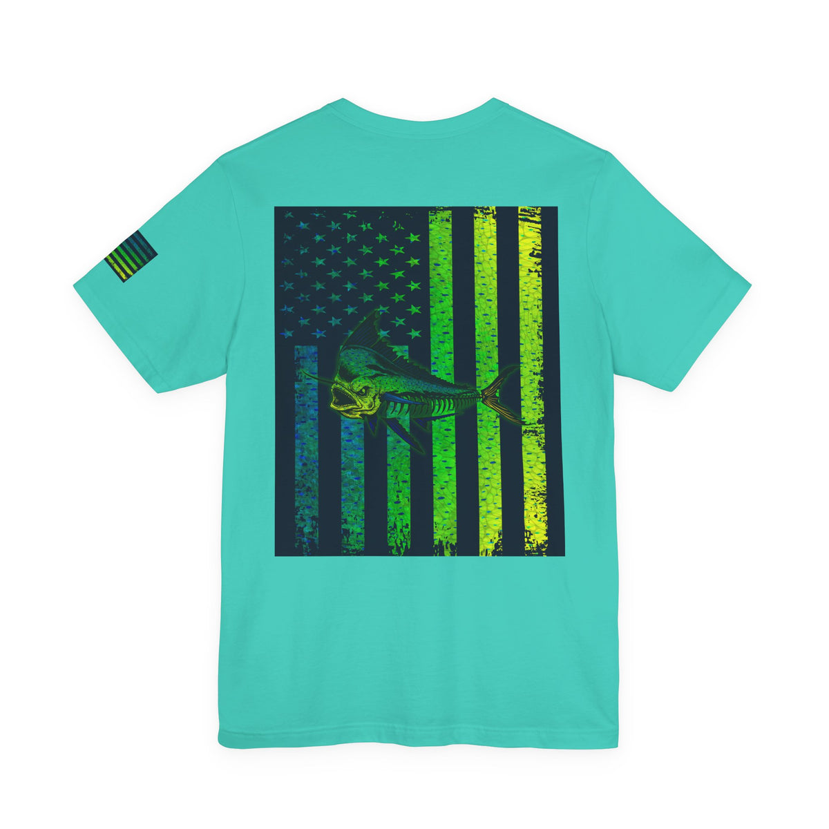 Mahi Angler Grunge American Flag Tee, Patriotic USA Shirt, Vintage American Flag