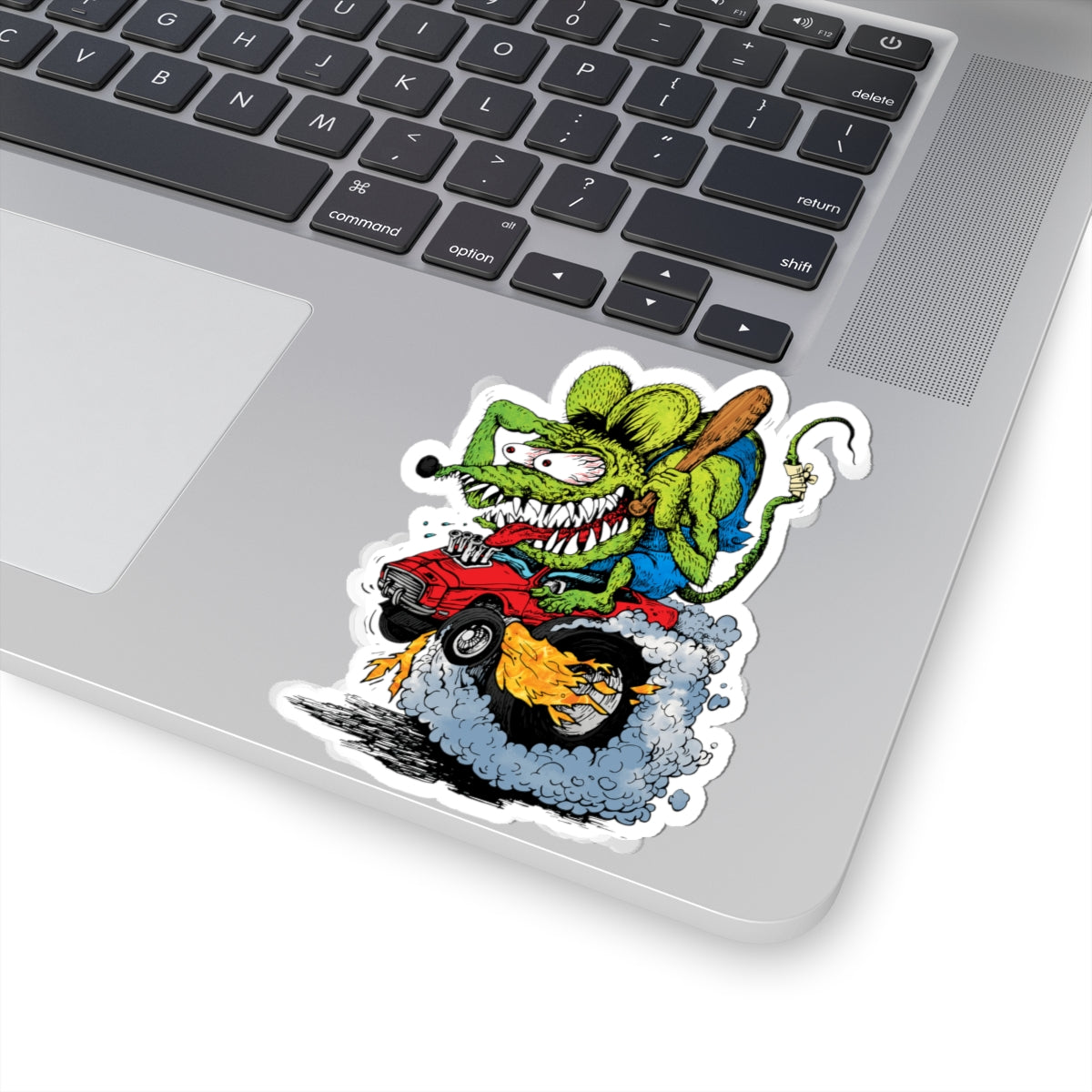Hot Rod Ratfink Sticker – Wild Ride Cartoon Rat with Flames and AttitudeArtKiss-Cut Stickers