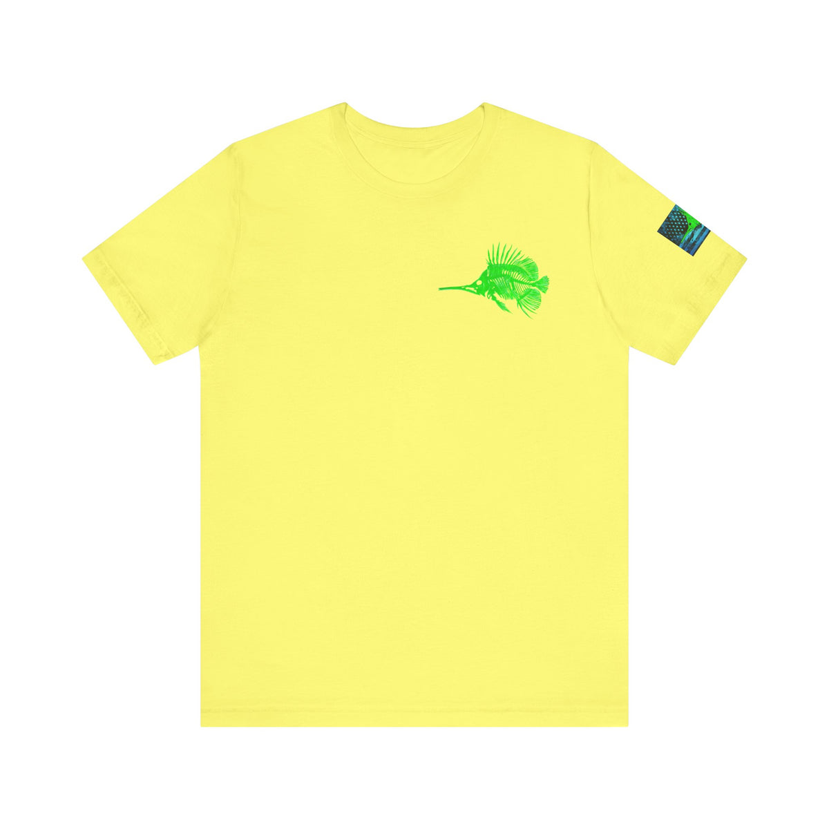 Green Fish Grunge American Flag Tee, Patriotic USA Shirt, Vintage American Flag