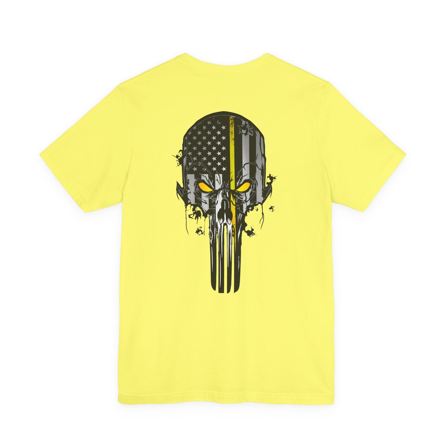 Thin Yellow Line American Flag Skull Tee