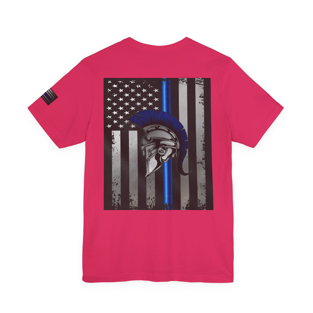 Spartan Thin Blue Line American Flag T-Shirt – Honor & Valor Police Tribute Tee