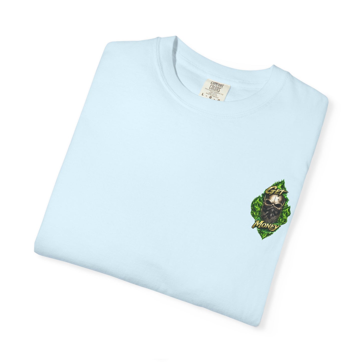 Get Money Skull Graphic Tee – Green Flame Dollar Sign Hustle Streetwear Shirt