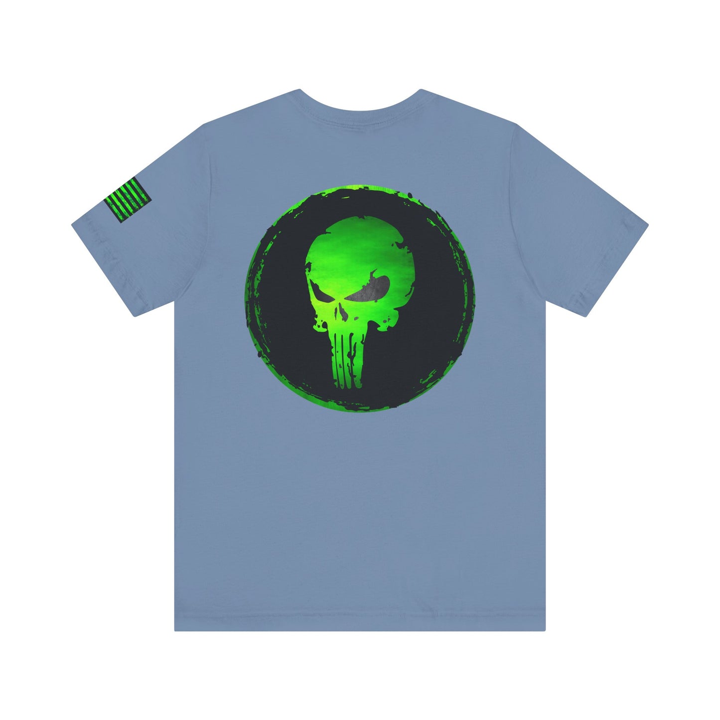 Toxic Green Punisher Skull – Neon Grunge Vigilante Graphic for Shirts, Decals & Prints
