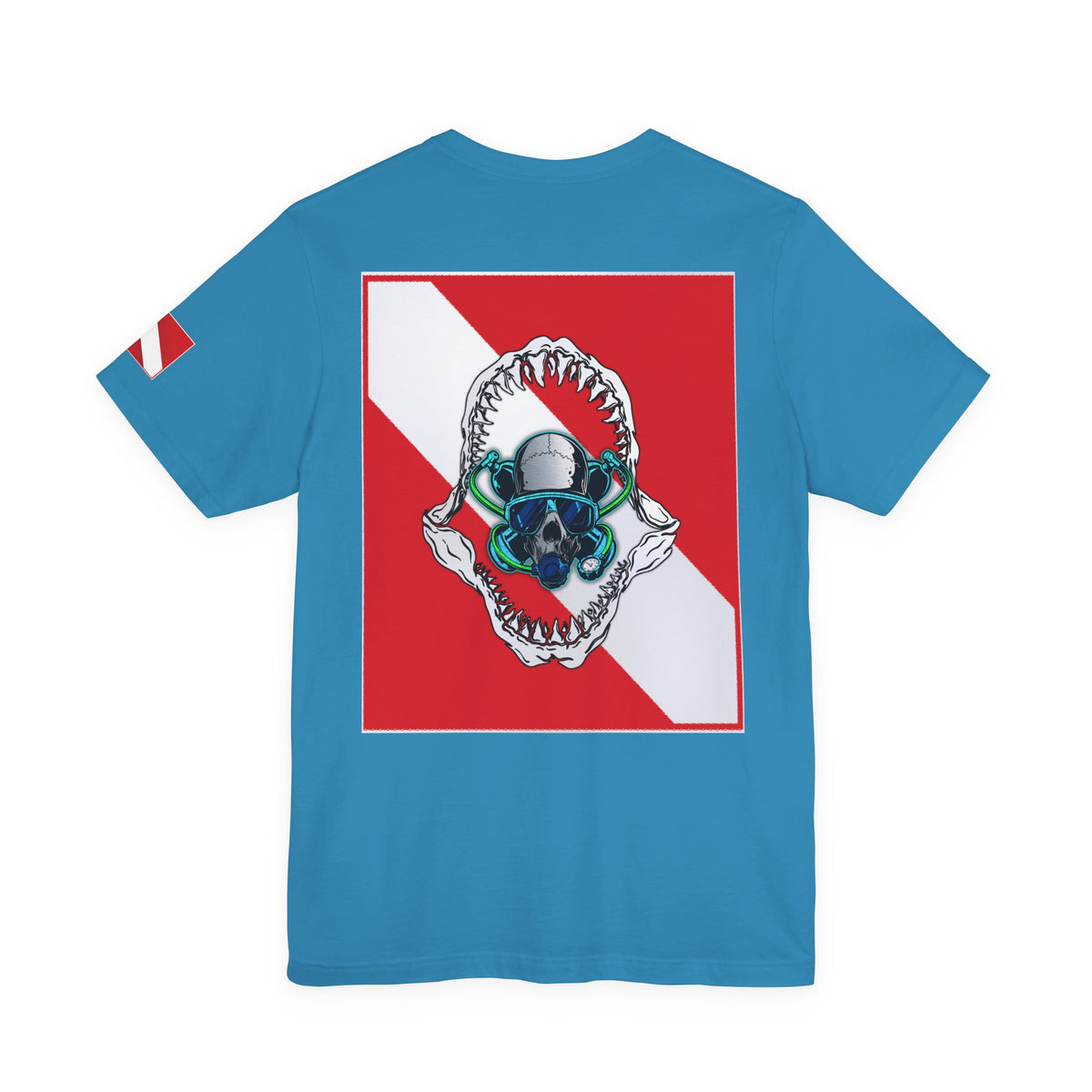 Scuba Skull Shark Graphic Tee, Dive Shirt, Beachwear, Summer Fashion, Gift for Ocean Lovers