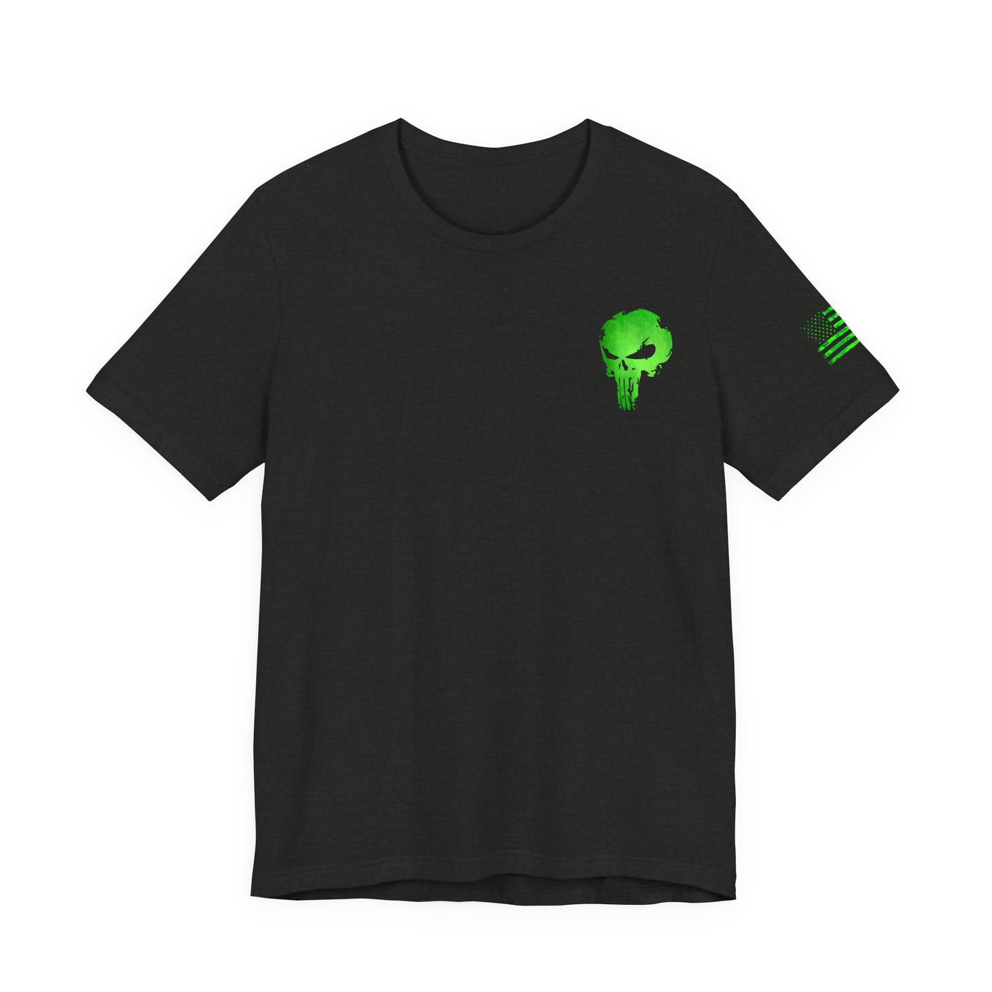 Green Punisher Skull with Hex Camo – Tactical Military Style Grunge Tee