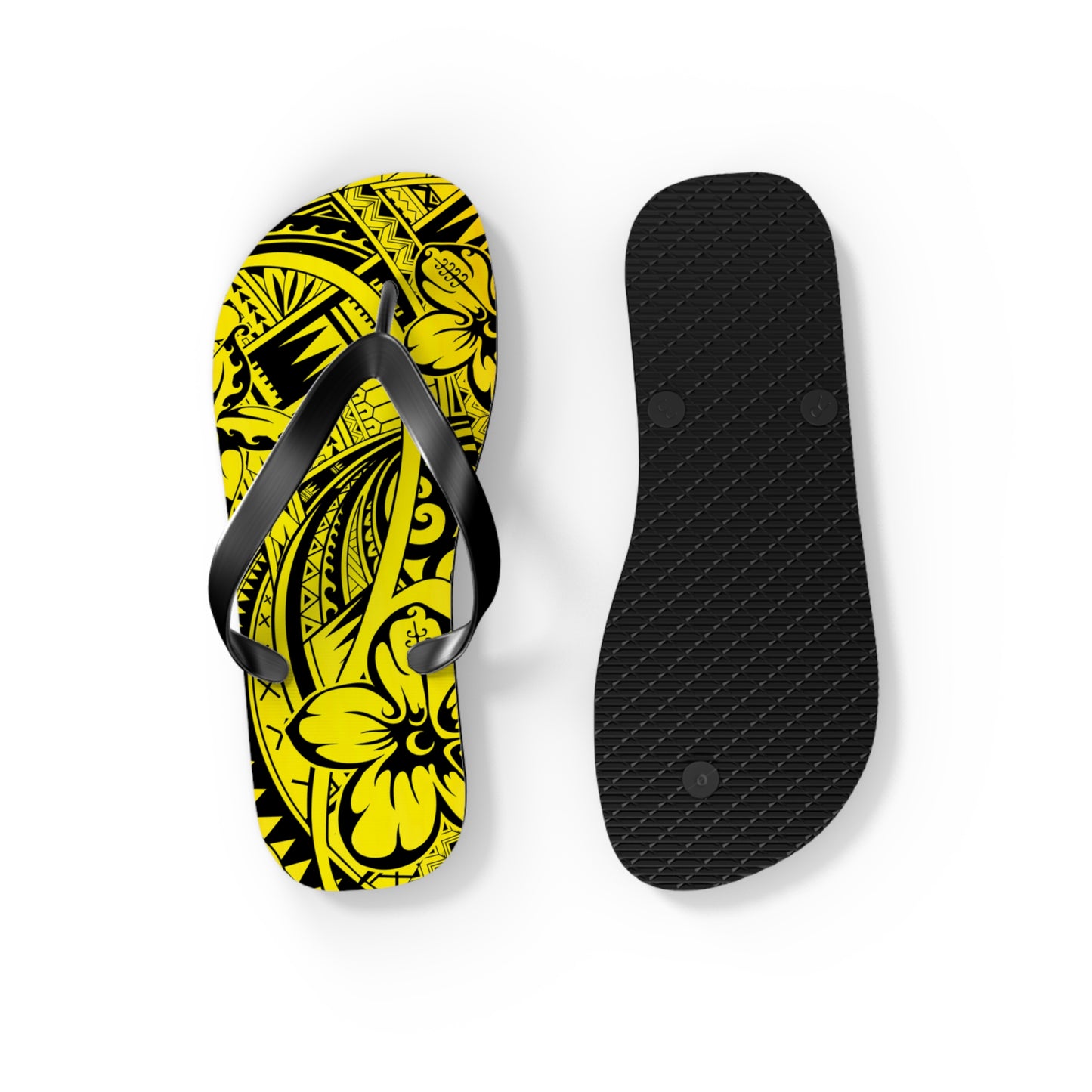 Polynesian Yellow Flip Flops, Summer Beach Sandals, Tropical Vacation Footwear, Gift for Her, Bohemian Style Footwear