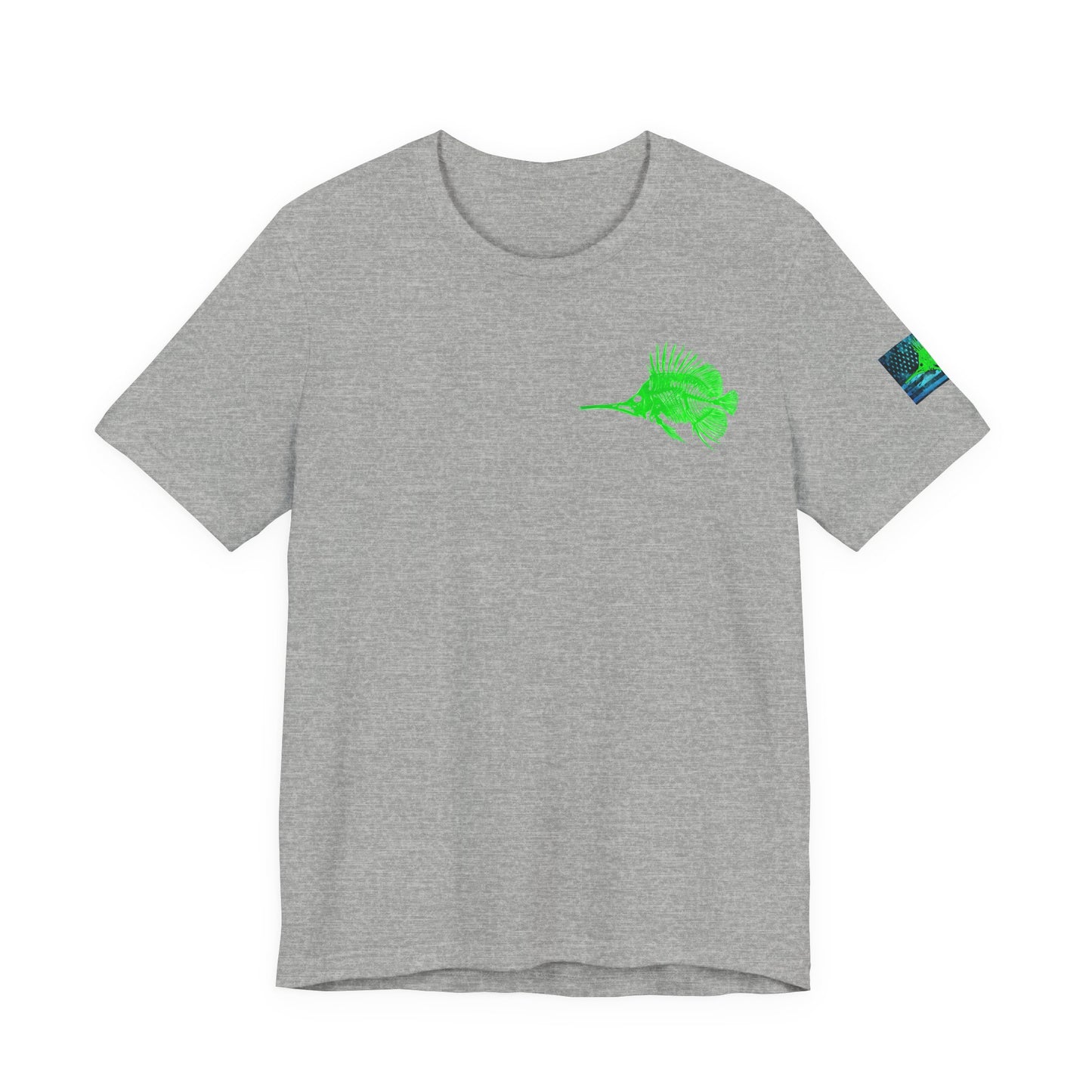 Green Fish Grunge American Flag Tee, Patriotic USA Shirt, Vintage American Flag