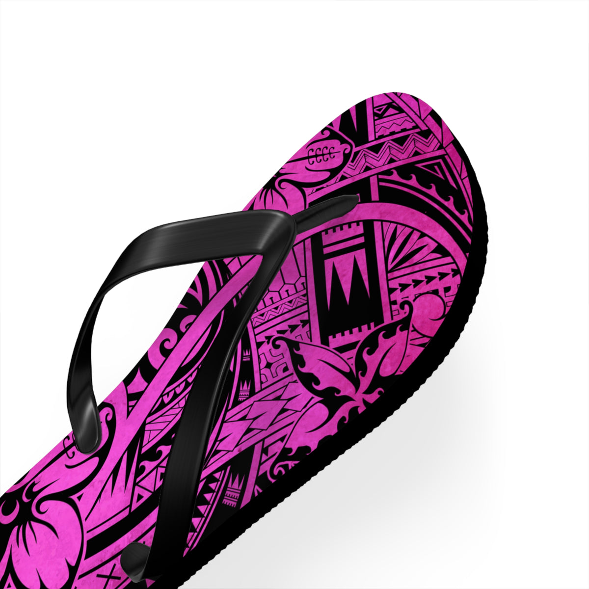 Polynesian Pink Flip Flops - Boho Beach Footwear, Summer Sandals, Vacation Shoes, Hibiscus Print, Gift for Her