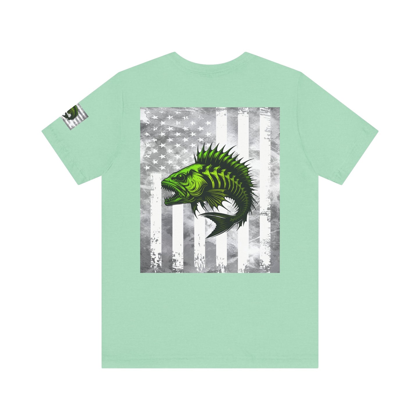 Angler Grunge American Flag Tee, Patriotic USA Shirt, Vintage American Flag