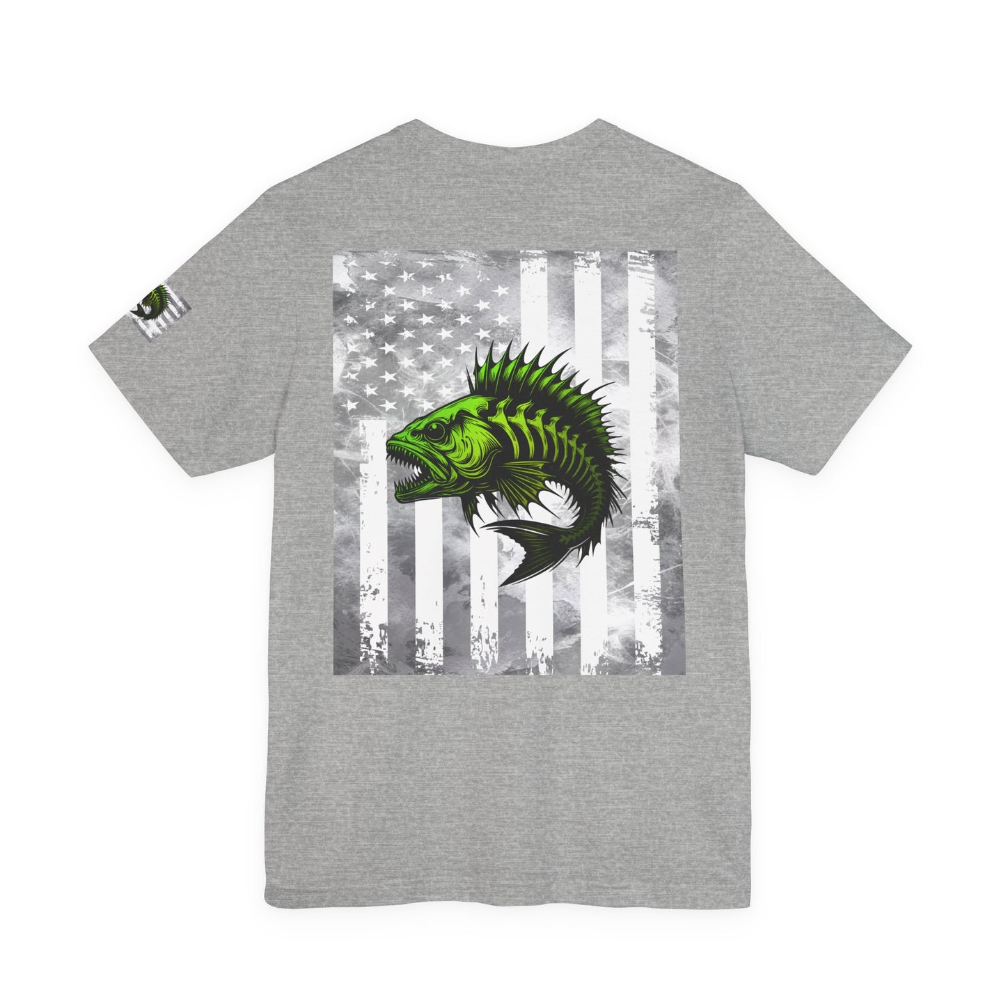 Angler Grunge American Flag Tee, Patriotic USA Shirt, Vintage American Flag
