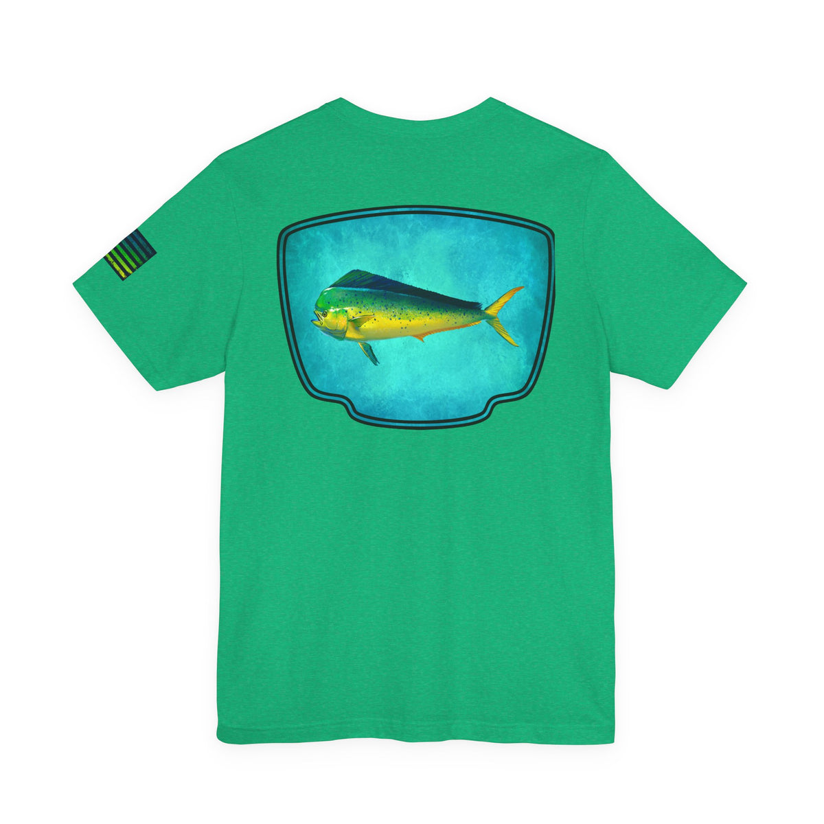 Vibrant Mahi Mahi Badge Tee – Ocean-Inspired Saltwater Fishing Shirt for Men