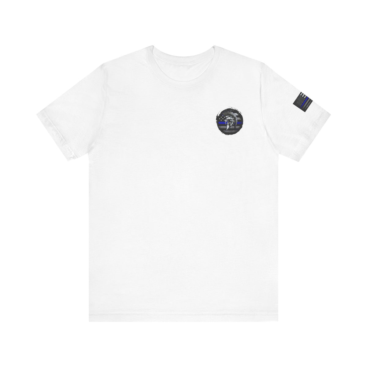 Spartan Thin Blue Line American Flag T-Shirt – Honor & Valor Police Tribute Tee