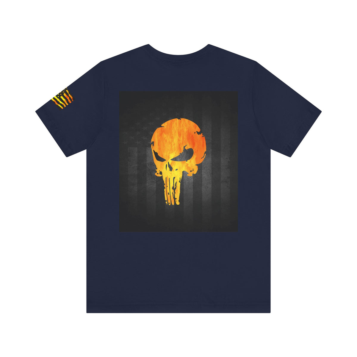 Orange Grunge Punisher Skull – Neon Grunge Vigilante Graphic for Shirts, Decals & Prints