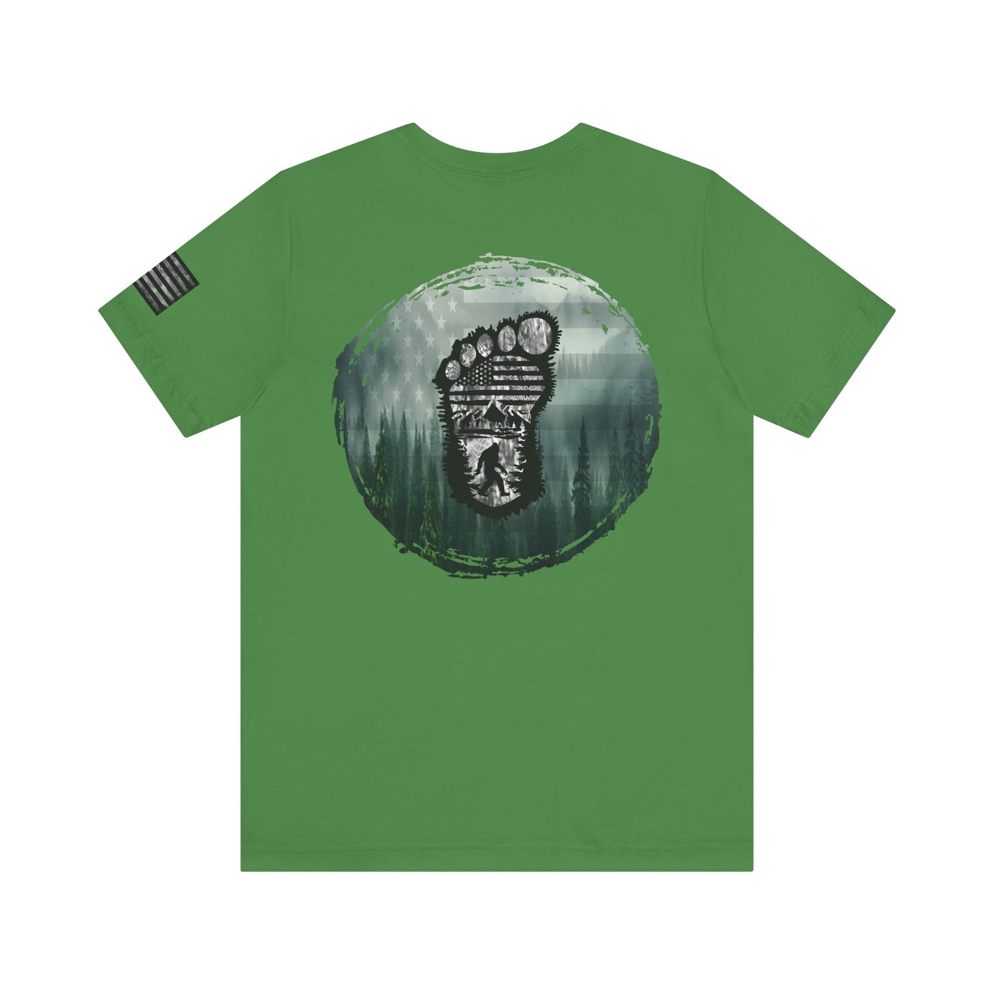 Bigfoot American Flag Camo Tee, Sasquatch Patriotic Shirt, Unisex Graphic Tee, Outdoor Adventure Top, Men's Women's Tee