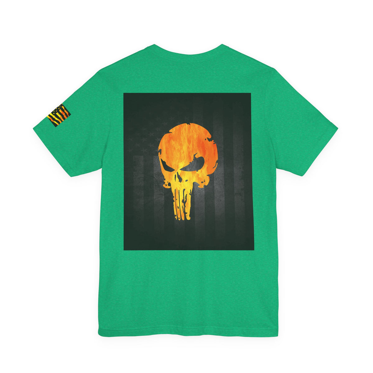 Orange Grunge Punisher Skull – Neon Grunge Vigilante Graphic for Shirts, Decals & Prints