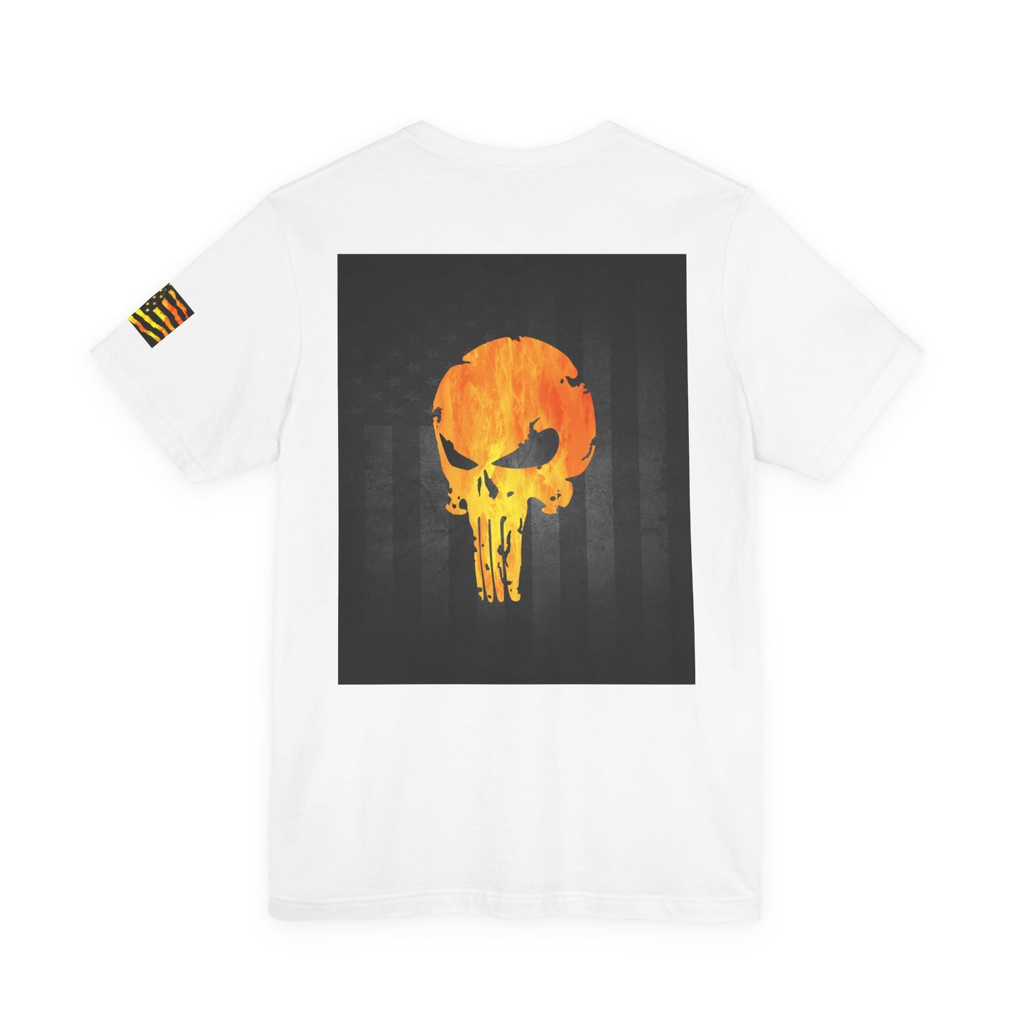 Orange Grunge Punisher Skull – Neon Grunge Vigilante Graphic for Shirts, Decals & Prints