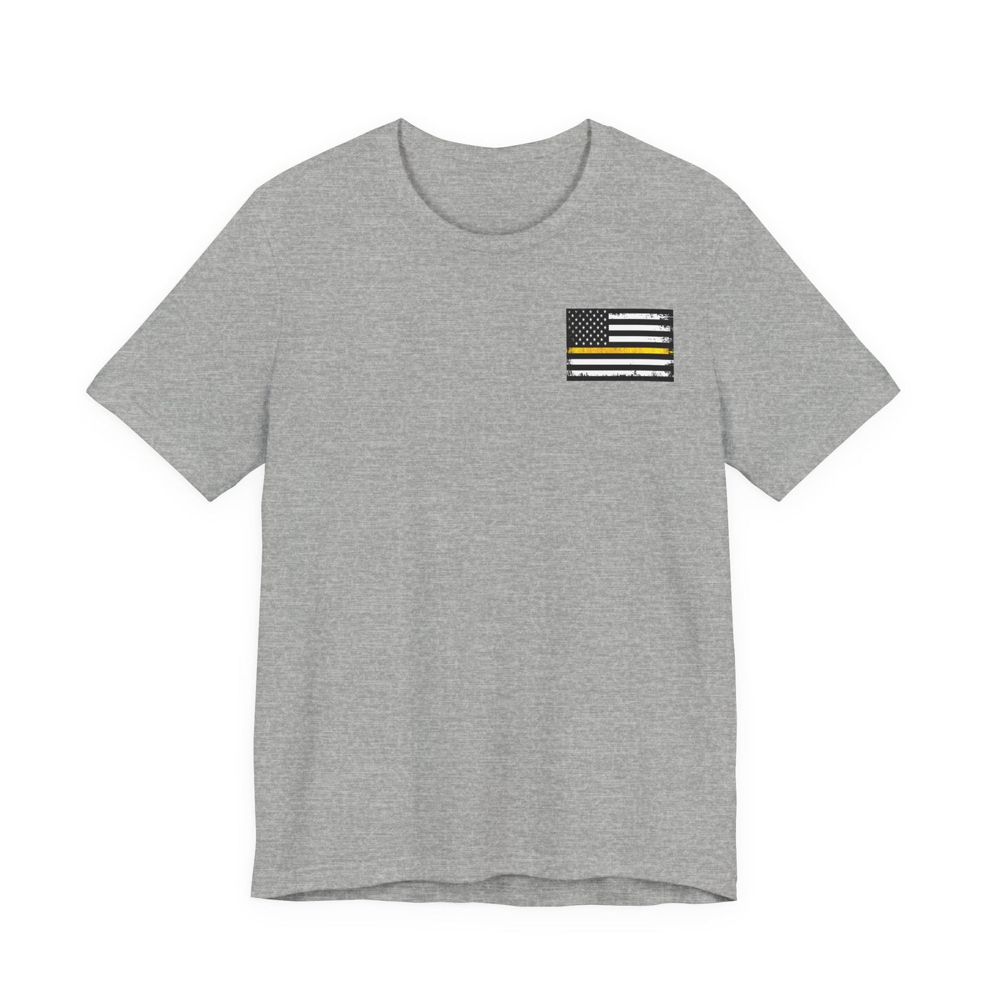 Thin Yellow Line American Flag Tee, Dispatcher Gift, Unisex T-Shirt, 911 Operator Shirt, Patriotic Graphic Tee