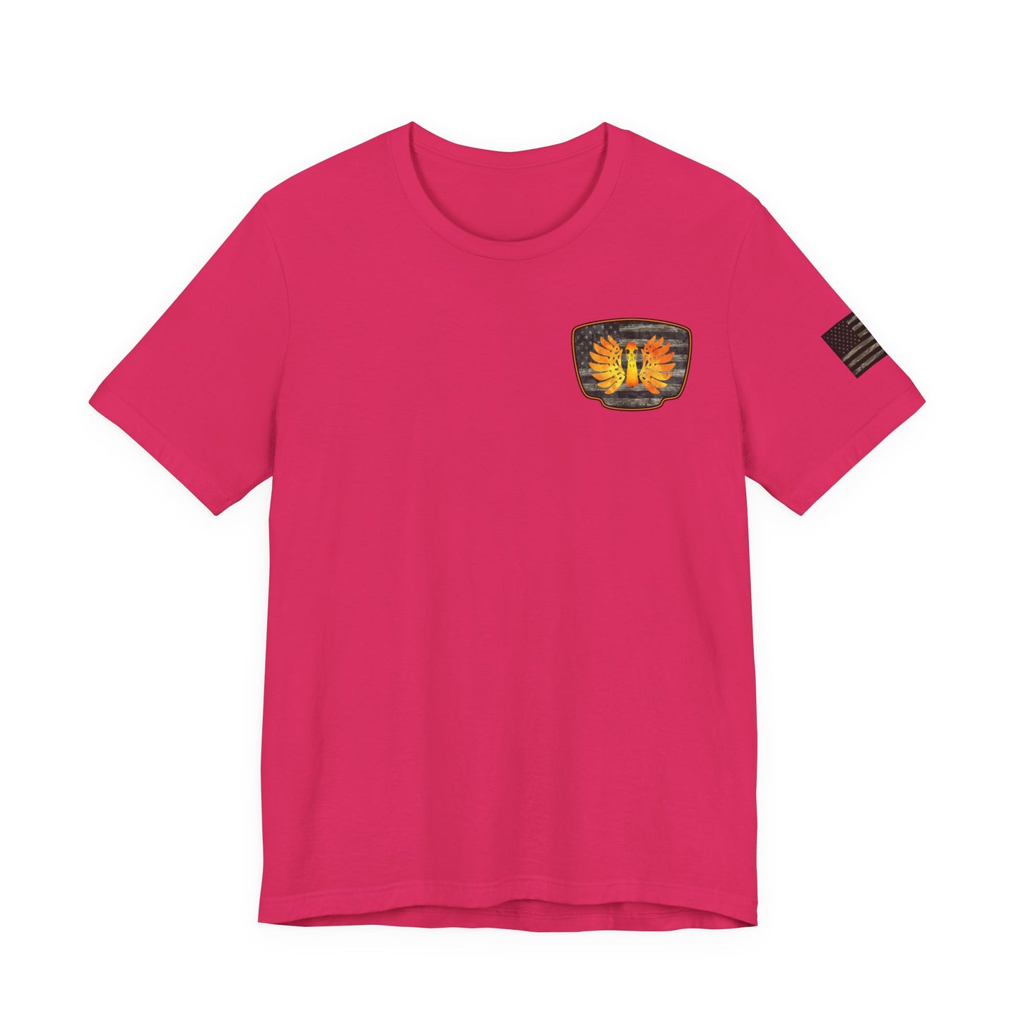 Duck Hunt Badge T-Shirt – Mossy Camo Print, Crossed Guns & Duck Skull Graphic
