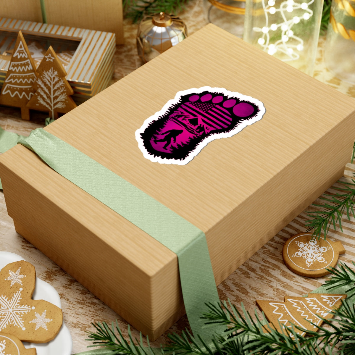 Pink BigFoot Patriot kiss-cut stickers