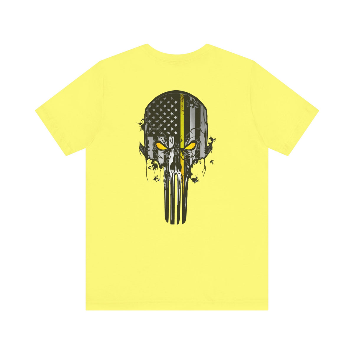 Thin Yellow Line American Flag Skull Tee