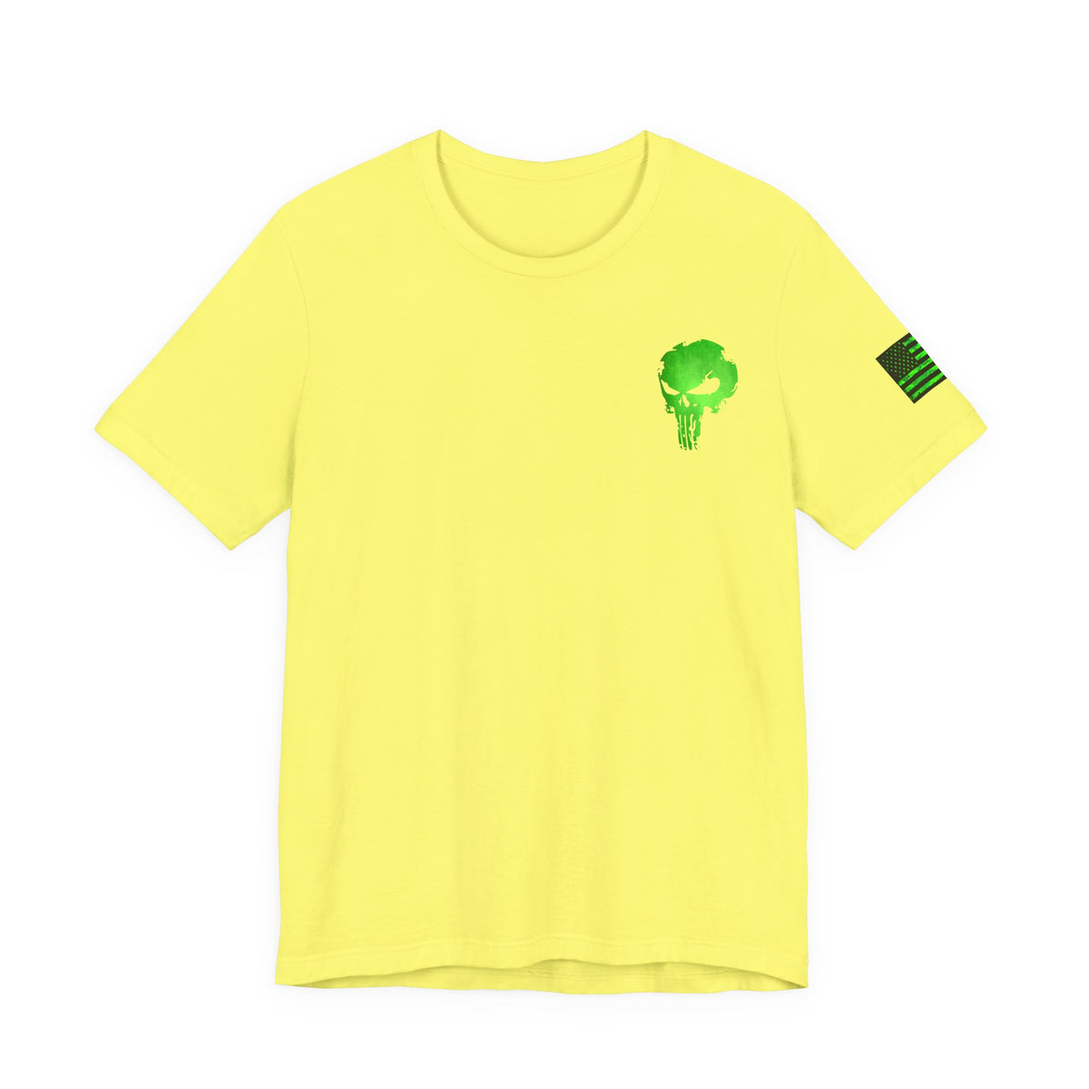 Green Punisher Skull with Hex Camo – Tactical Military Style Grunge Tee