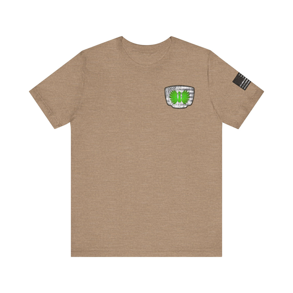 Duck Skull Hunting Badge T-Shirt – Mossy Camo Print, Crossed Guns & Duck Skull Graphic