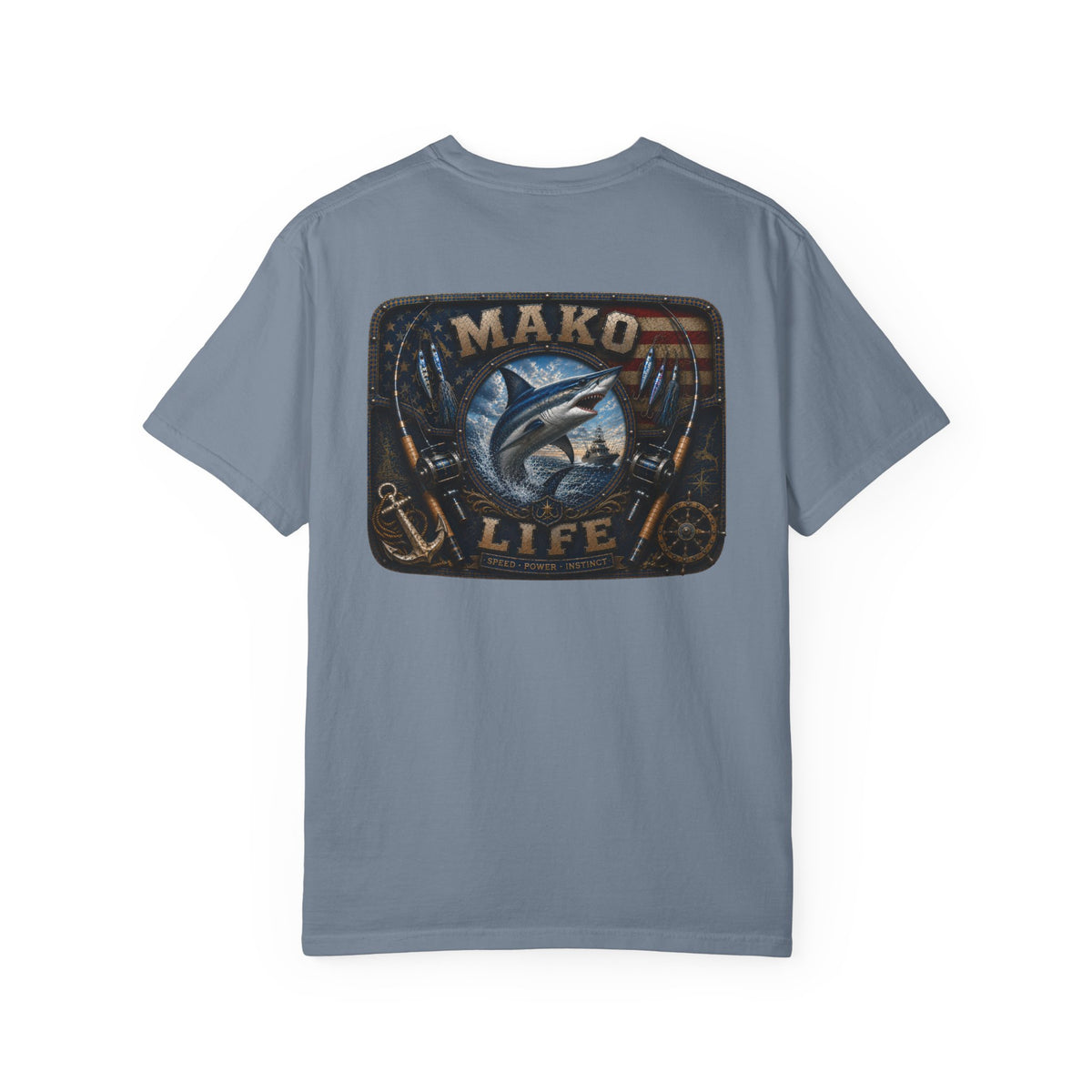Mako Life T-Shirt — Vintage Marlin & Anchor Fishing Tee