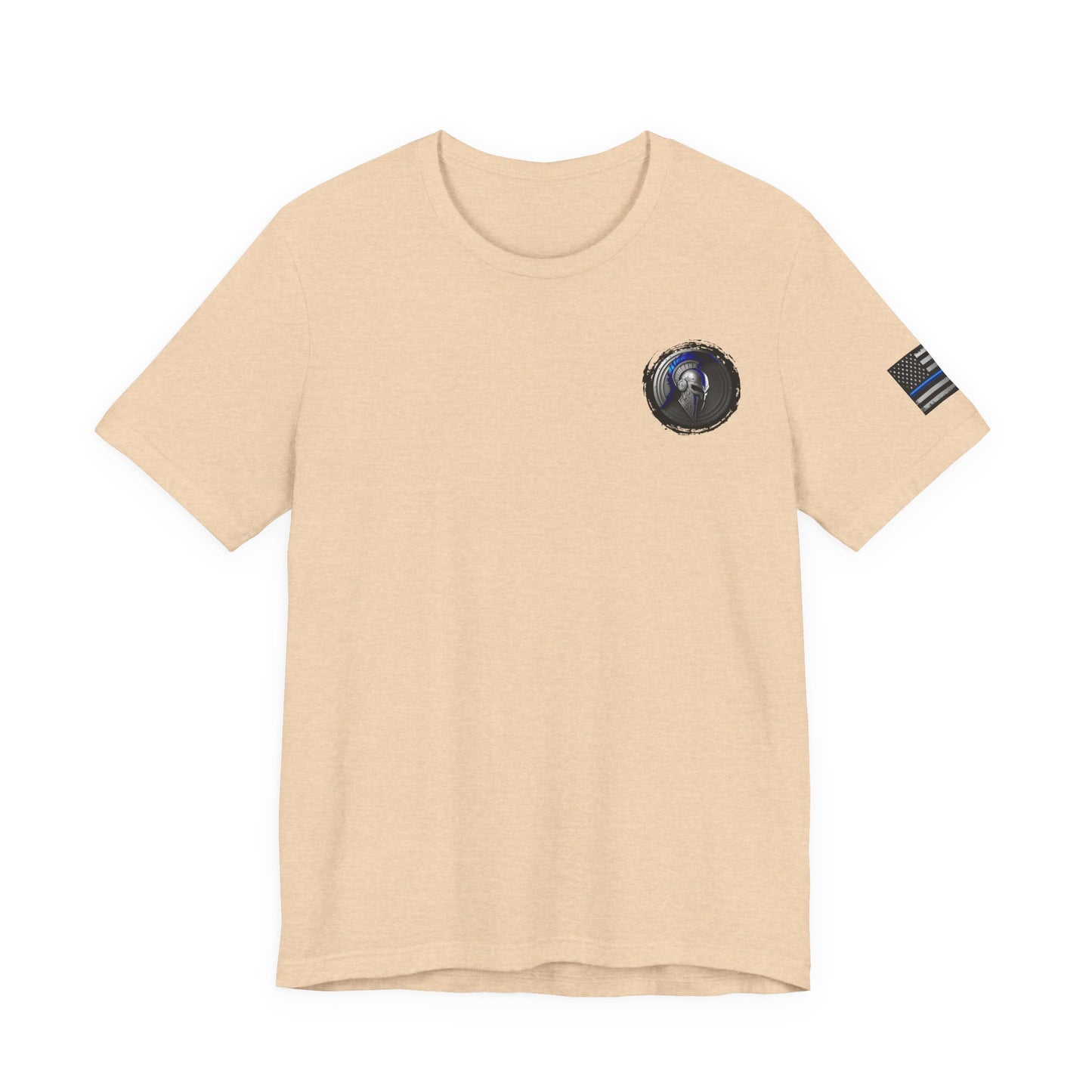 Spartan Helmet Flag Shirt – Thin Blue Line American Patriotic Tee for Law Enforcement Support