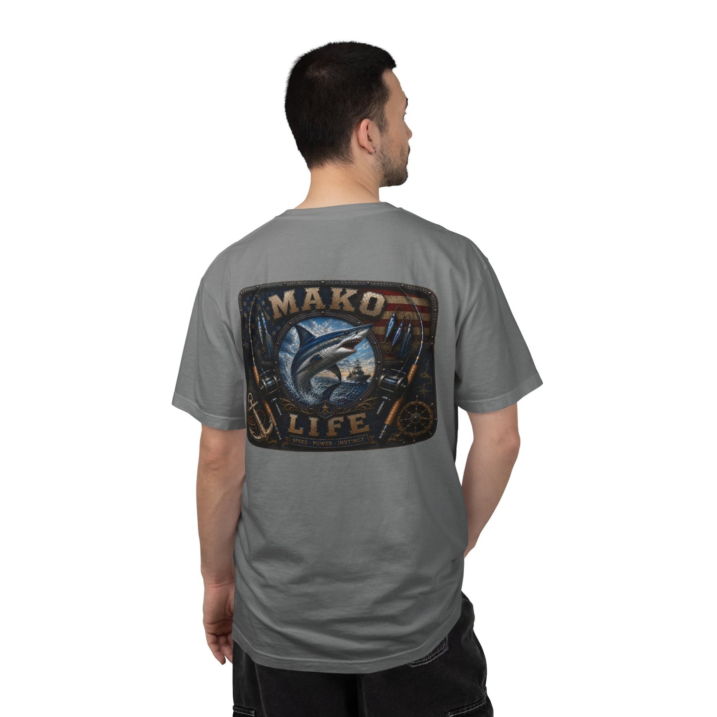Mako Life T-Shirt — Vintage Marlin & Anchor Fishing Tee