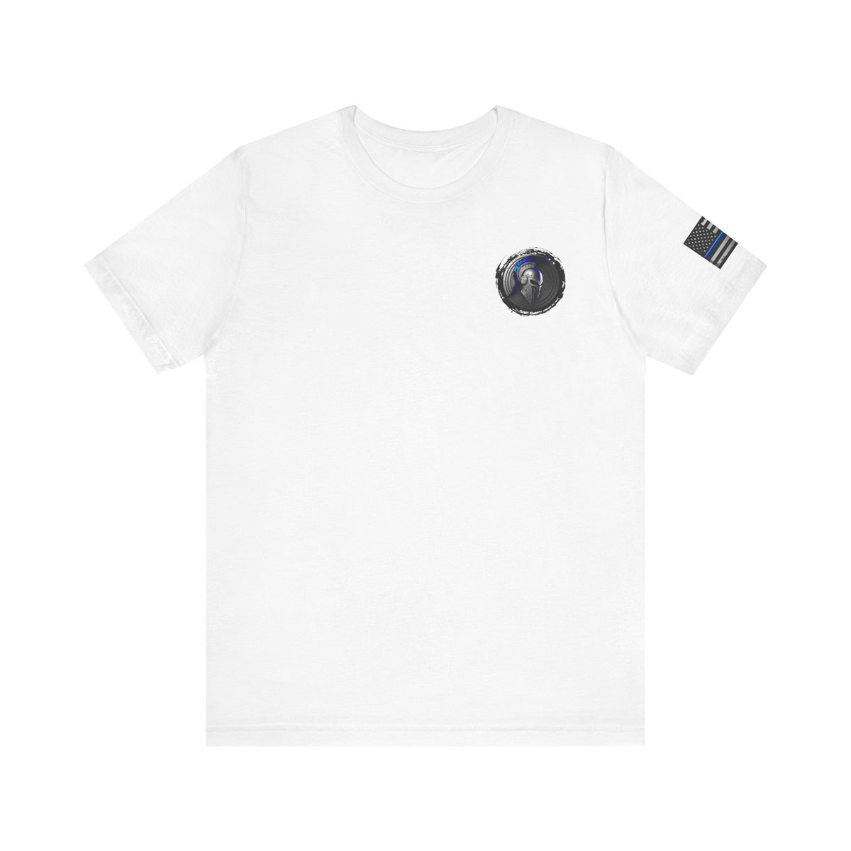 Spartan Helmet Flag Shirt – Thin Blue Line American Patriotic Tee for Law Enforcement Support