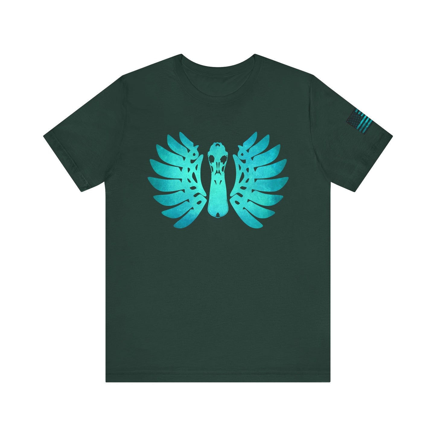 Duck Skull Wings T-Shirt – Ice Blue Bone-Wing Design, 100% Airlume Cotton Hunting Tee, Breathable & Durable Outdoor Shirt