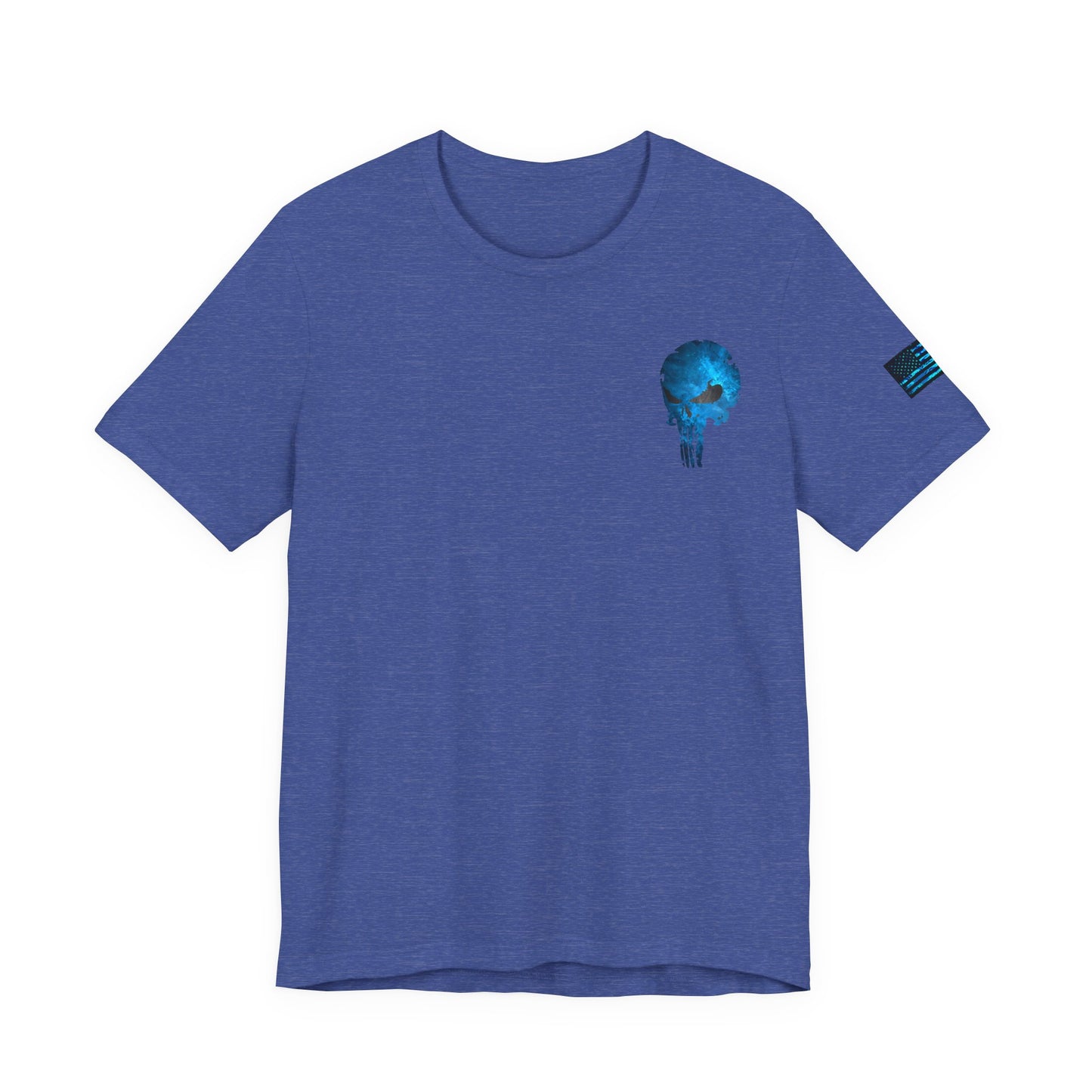 Blue Grunge Punisher Skull – Neon Grunge Vigilante Graphic for Shirts, Decals & Prints