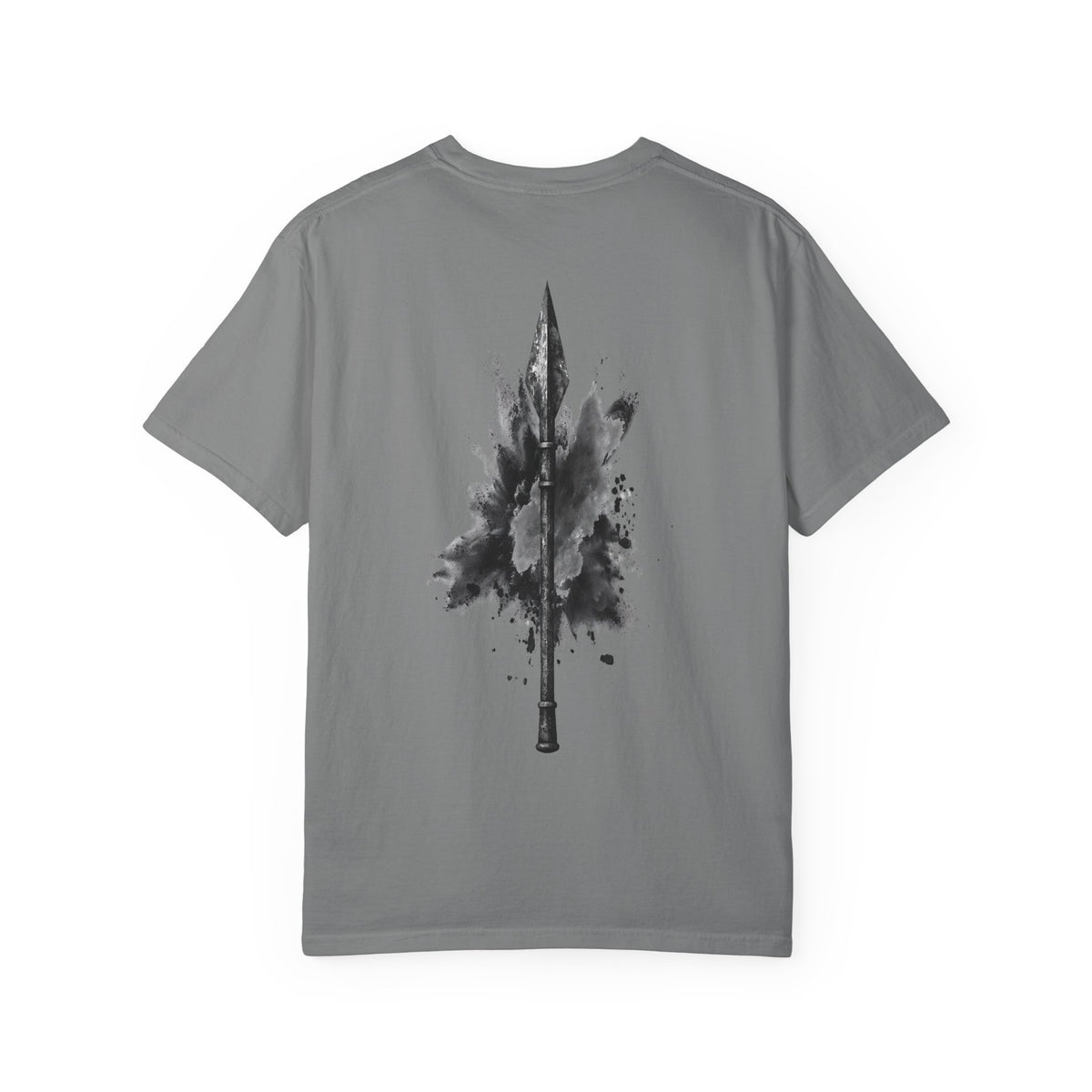 Spartan Warrior T-Shirt – Greek Helmet Circle Design Front & Spear Back | Warrior Graphic Tee