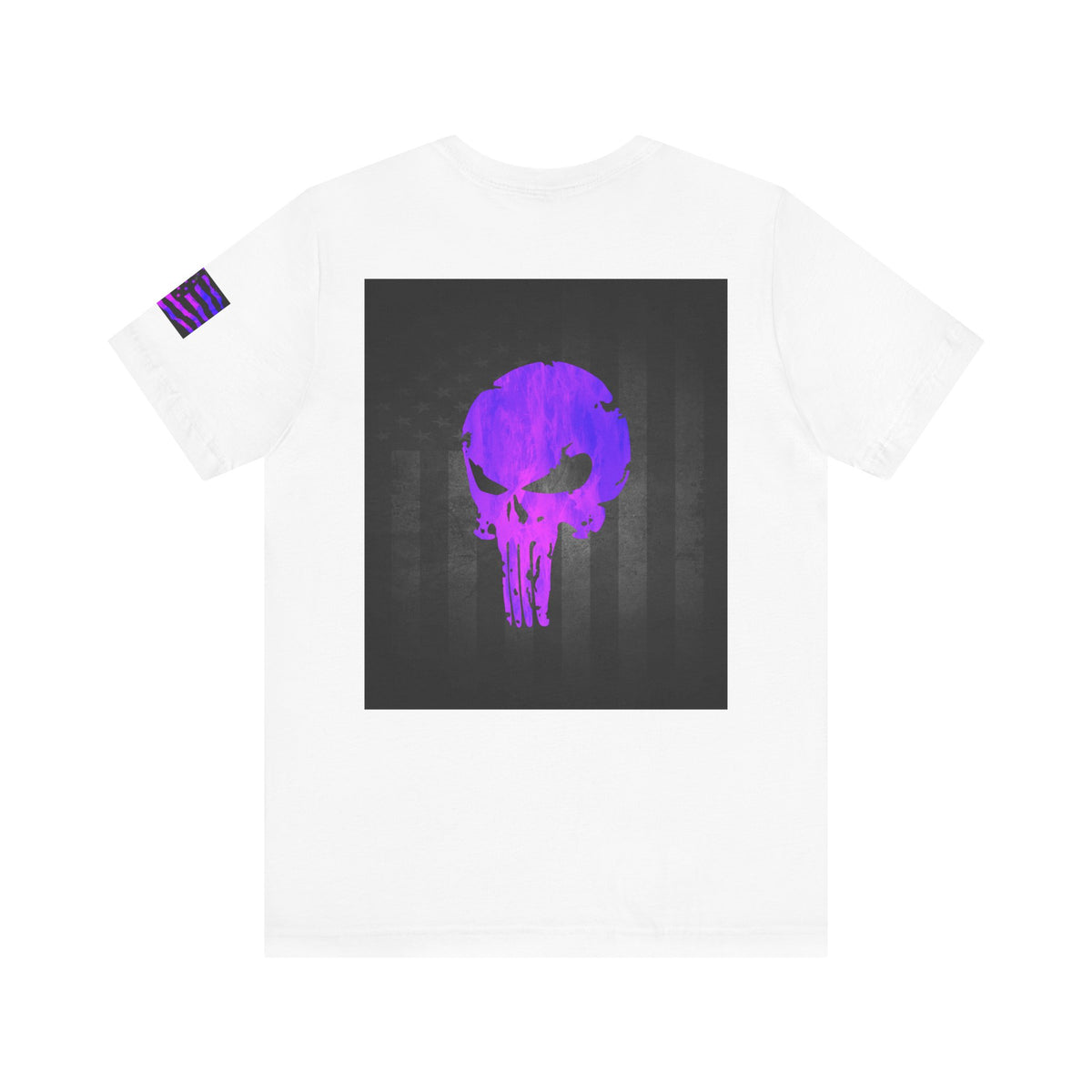 Purple Grunge Punisher Skull – Neon Grunge Vigilante Graphic for Shirts, Decals & Prints