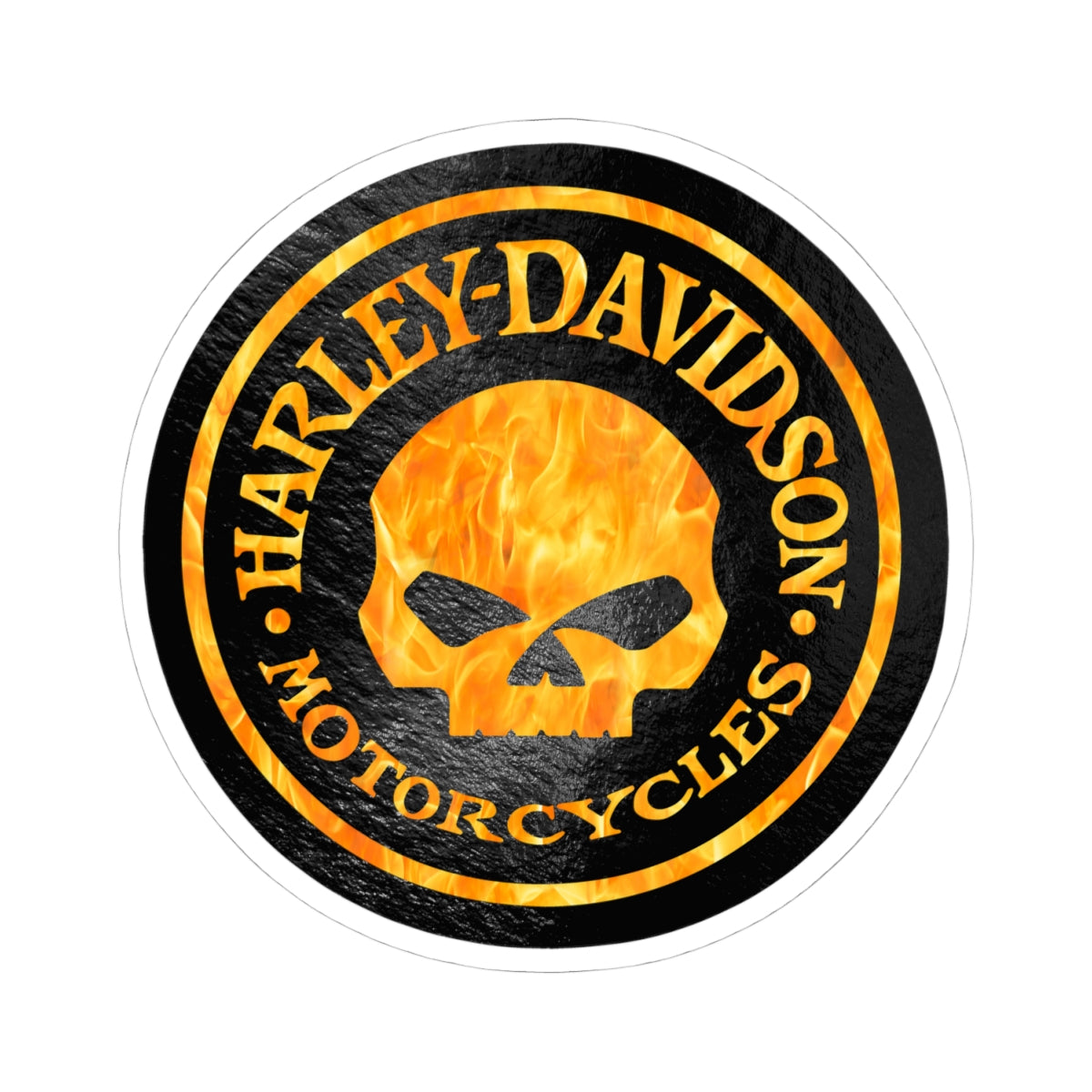 Harley Skull Biker Emblem | Bold Orange Motorcycle Graphic for Decals, Shirts, or Garage Art, ArtKiss-Cut Stickers